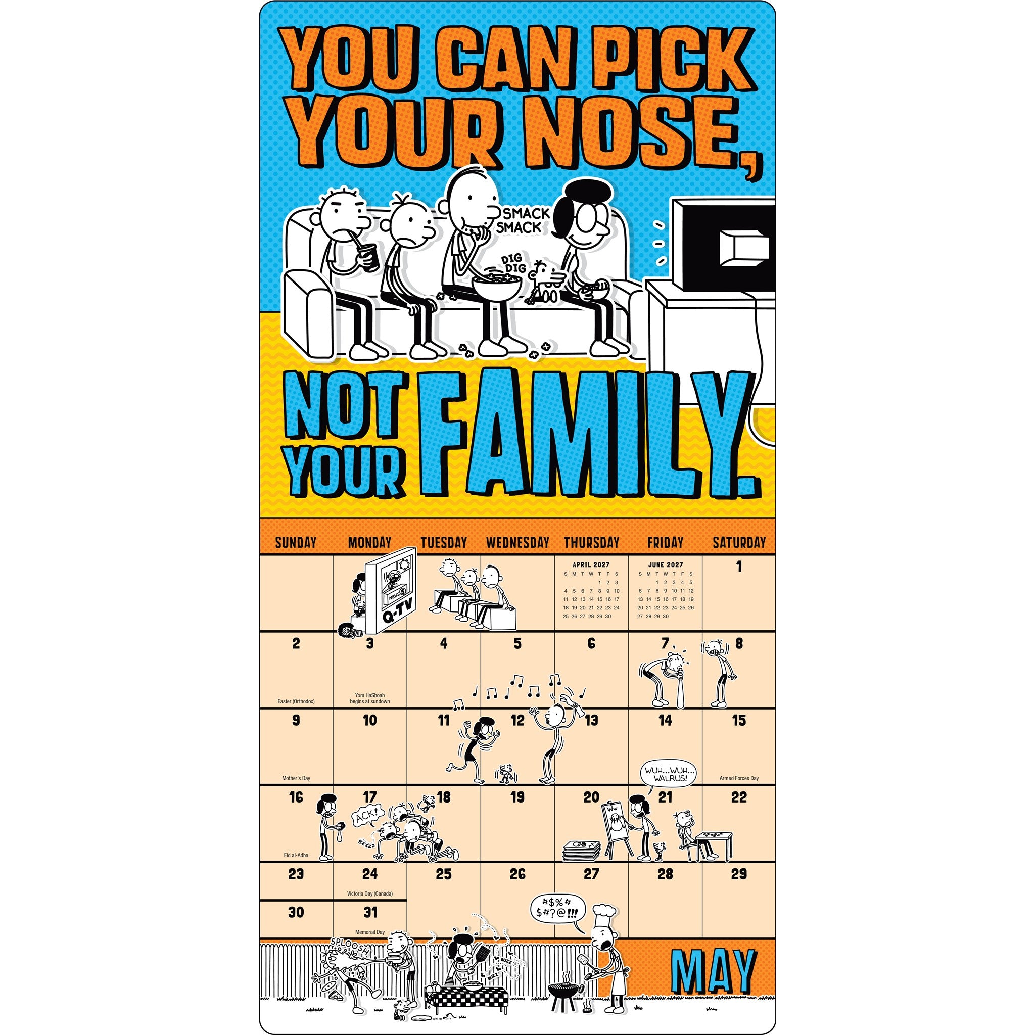 Wimpy Kid with Stickers 2027 Wall Calendar