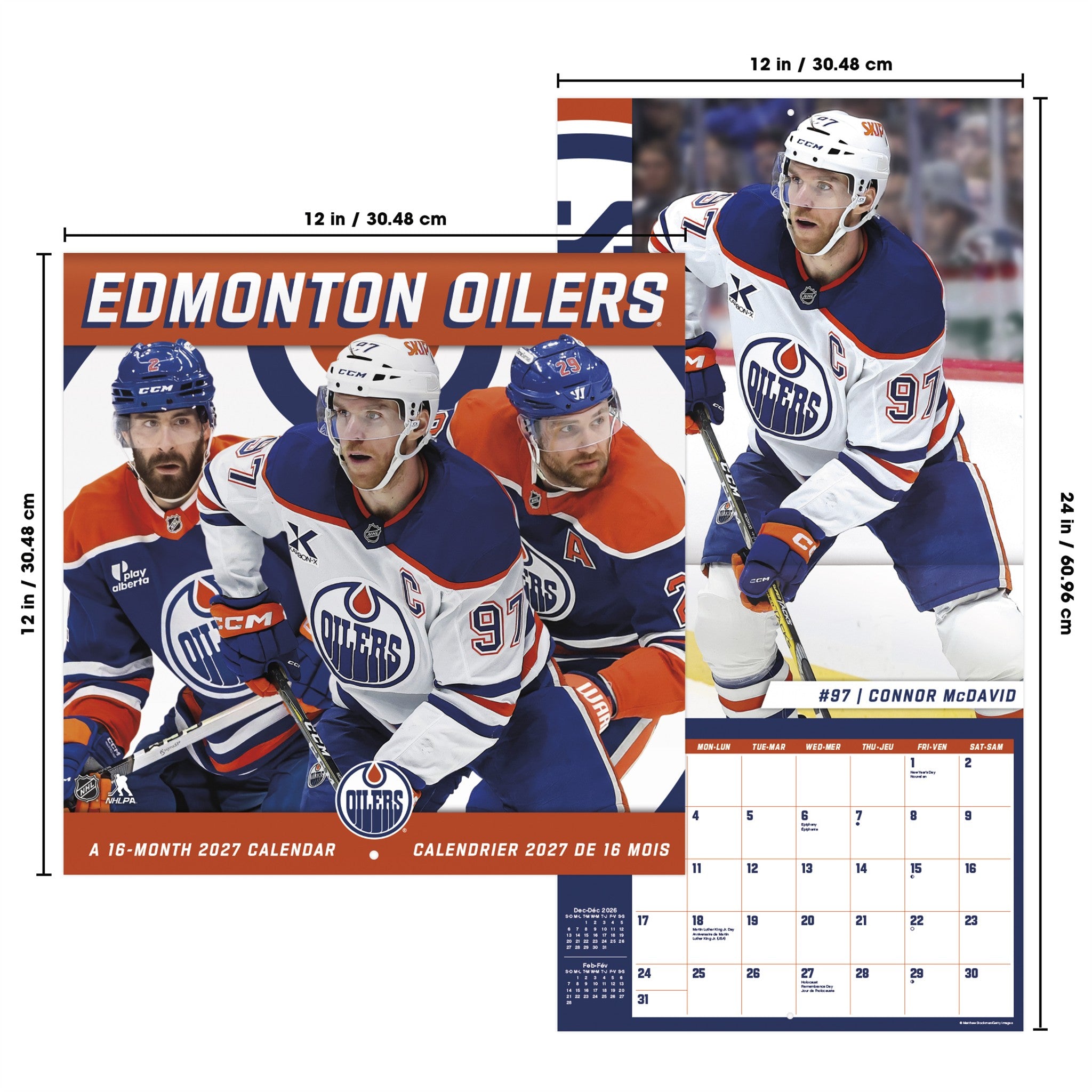 NHL Edmonton Oilers 2027 Wall Calendar