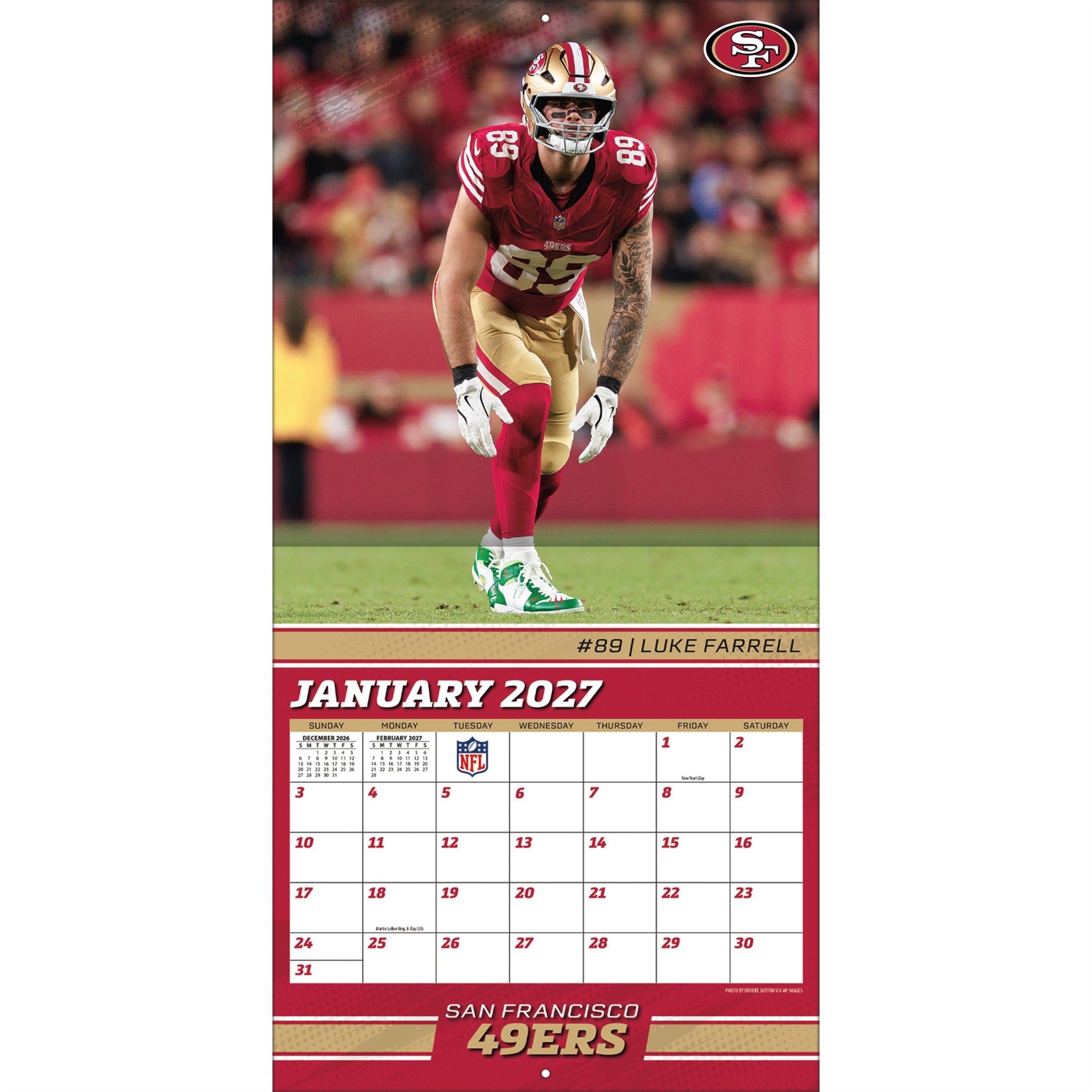 NFL San Francisco 49Ers 2027 Wall Calendar