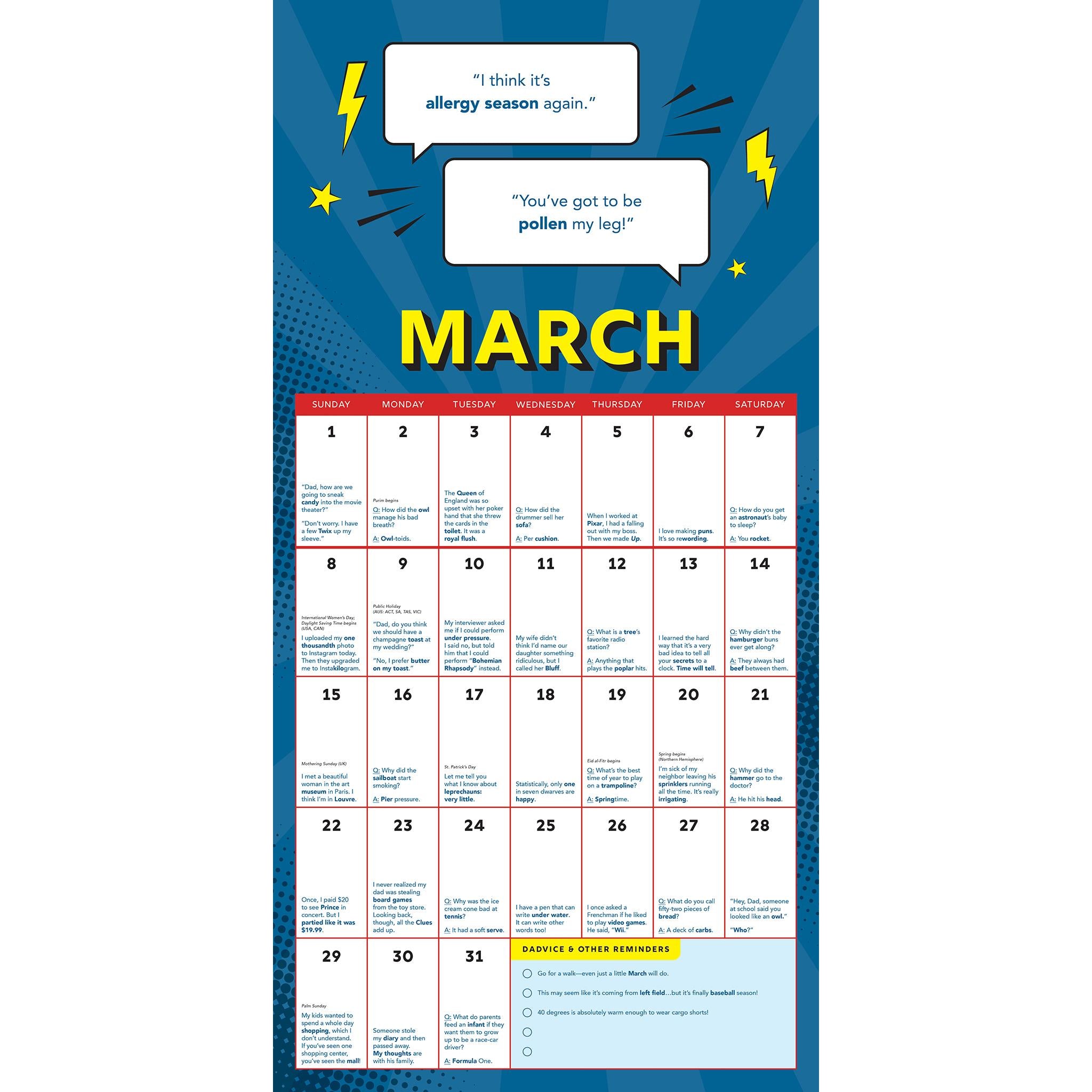 Calendrier mural Blagues de papa 2026 - Disponible uniquement en ligne