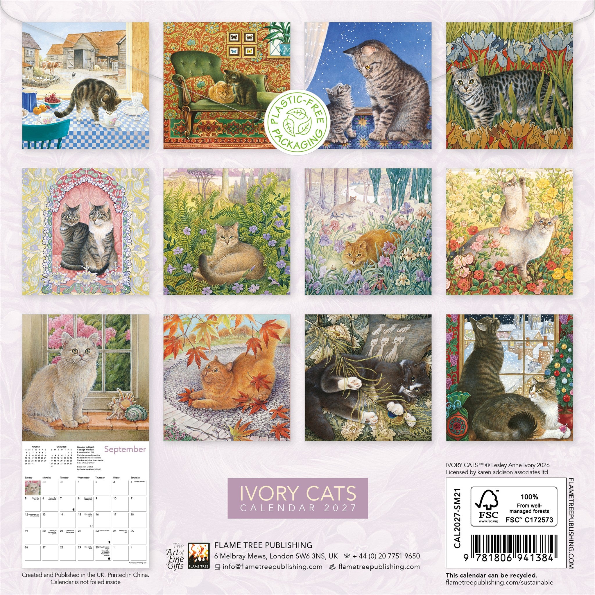 Ivory Cats by Lesley Anne Ivory 2027 Mini Calendar