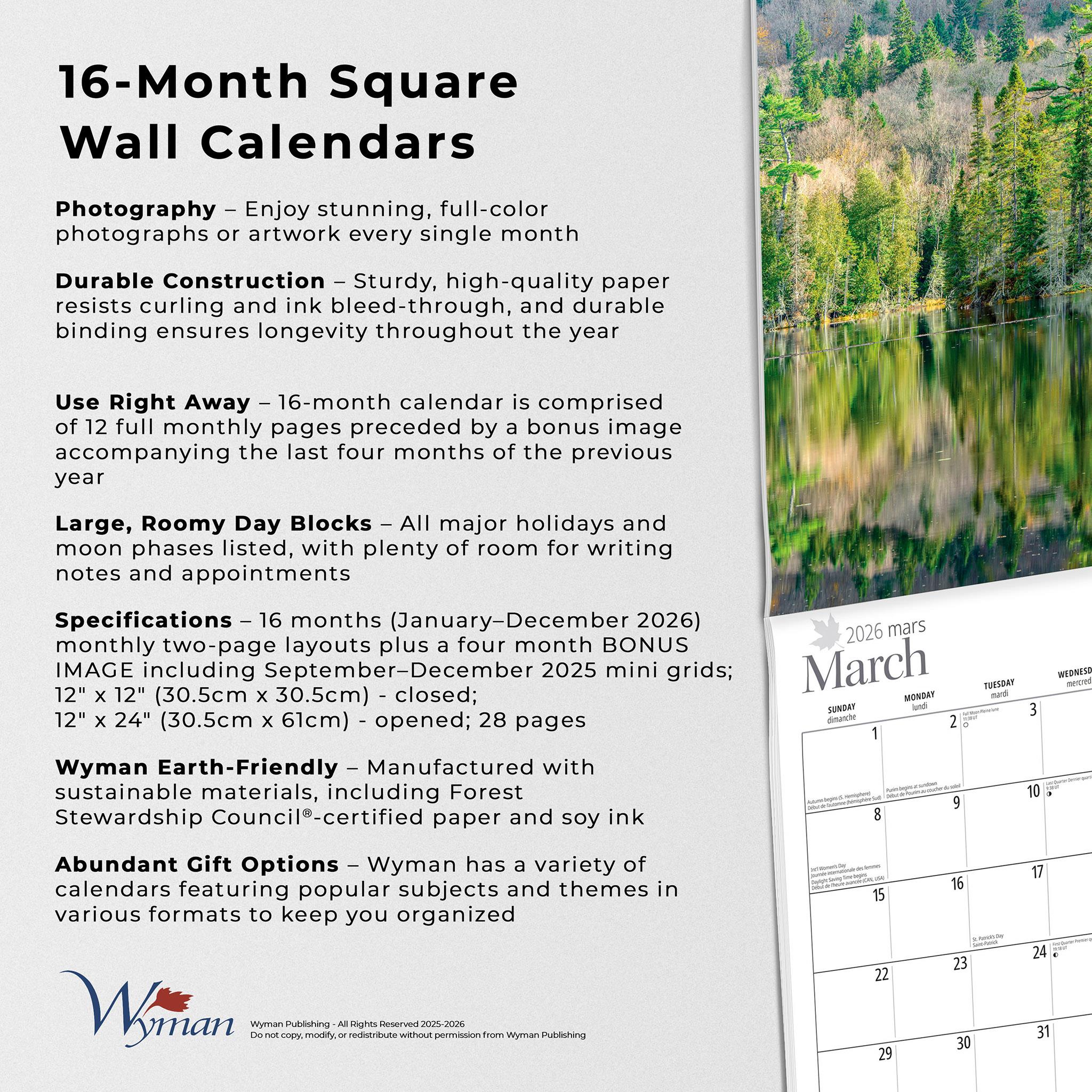 Calendrier mural de l'Ontario 2026