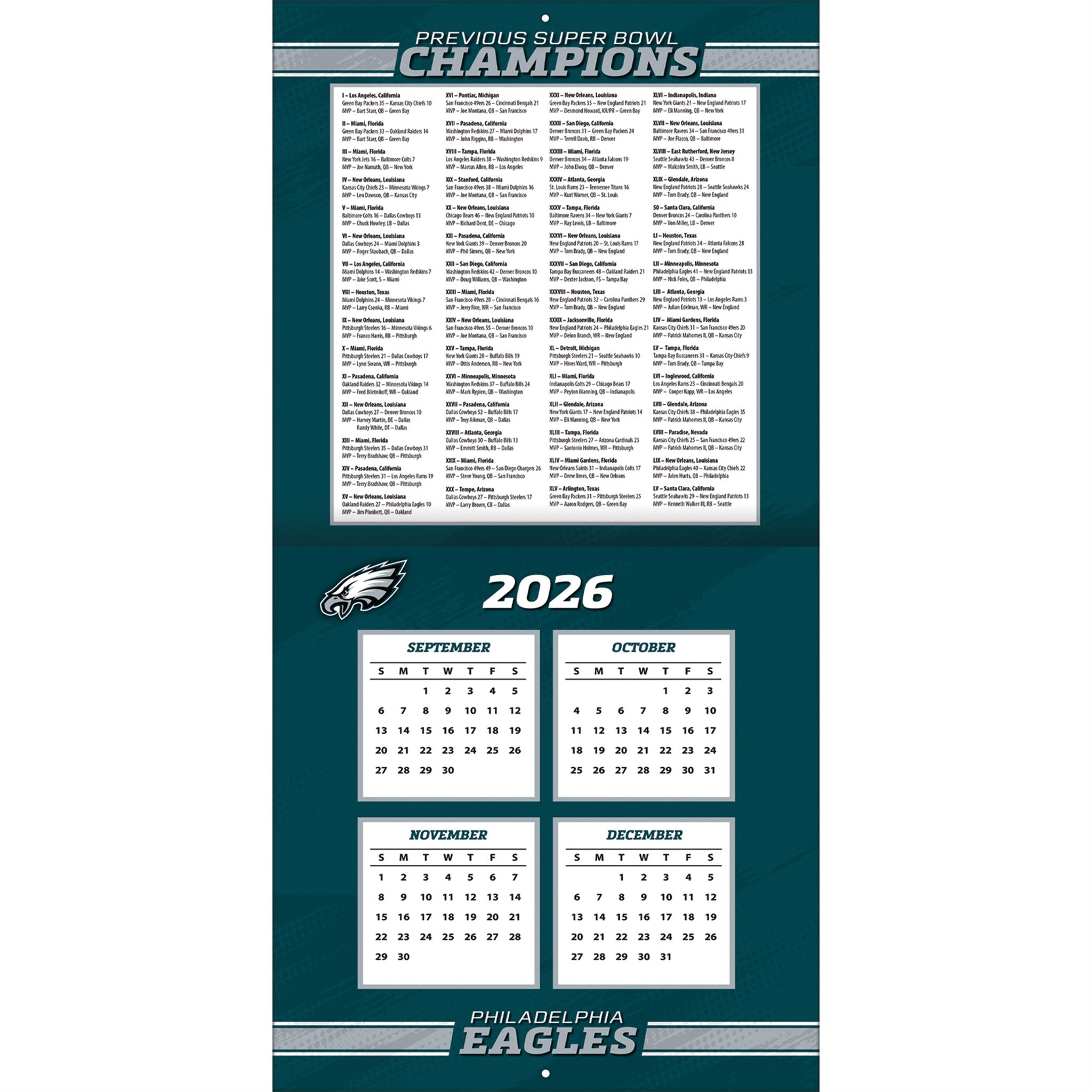NFL Philadelphia Eagles 2027 Wall Calendar