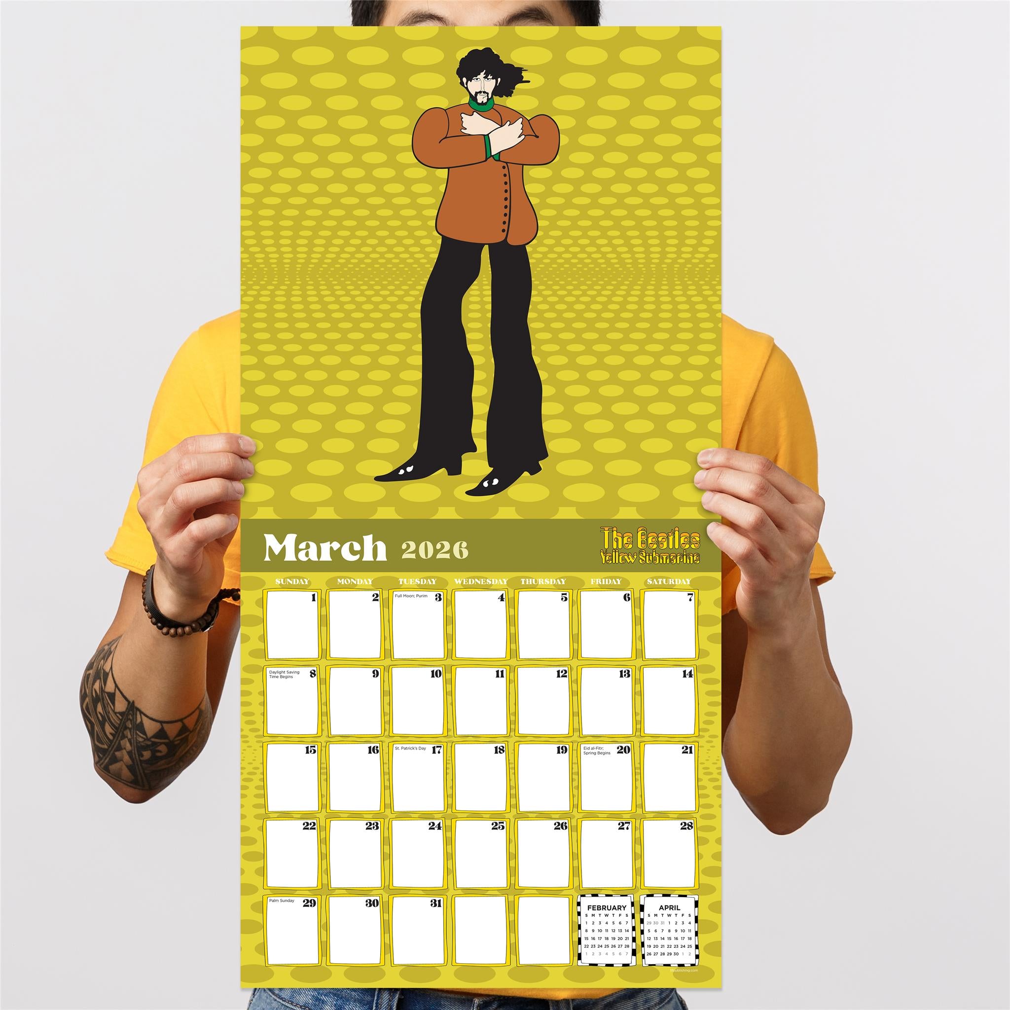Calendrier mural Beatles Yellow Submarine 2026 - Disponible uniquement en ligne