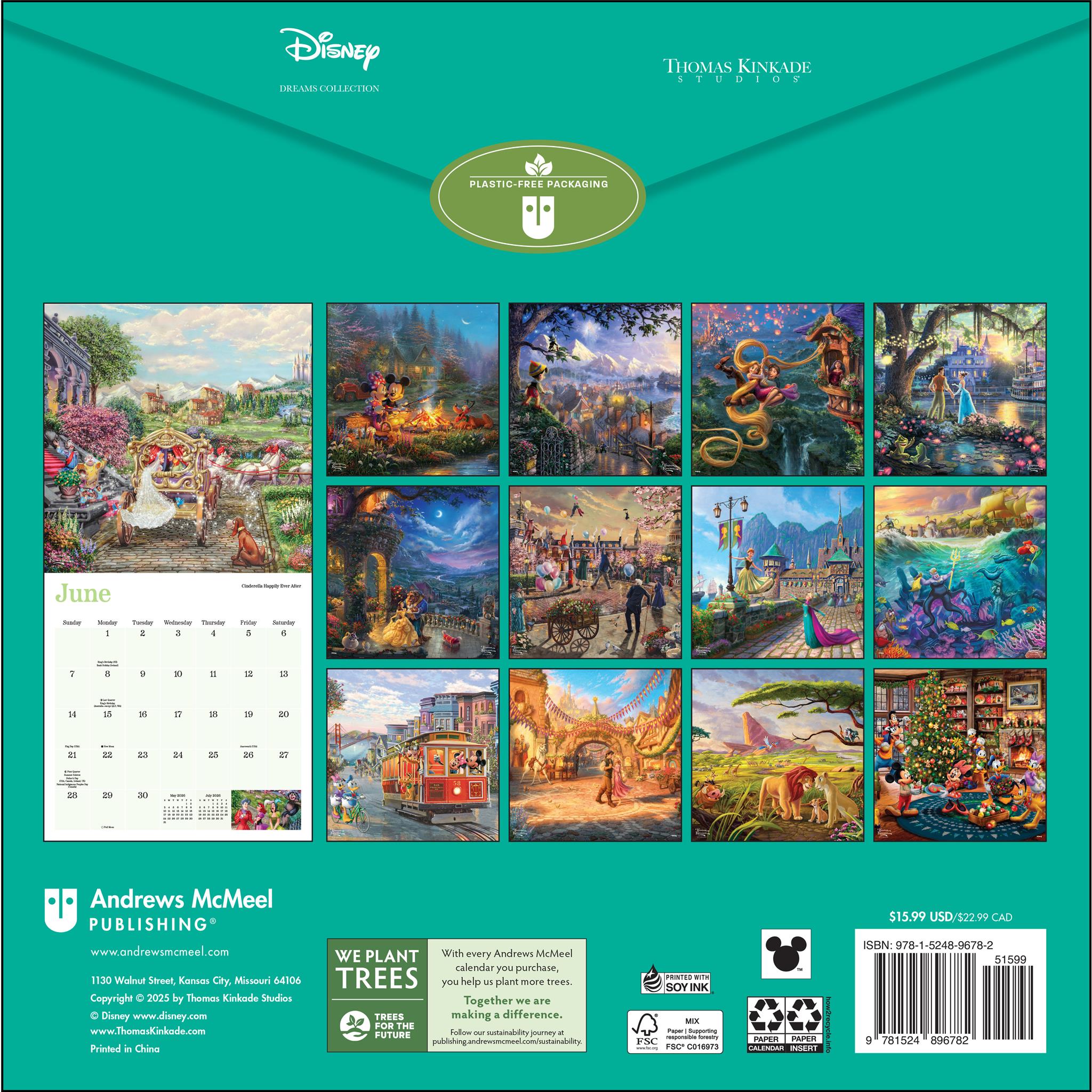 Calendrier mural Kinkade Disney Dreams Collection 2026