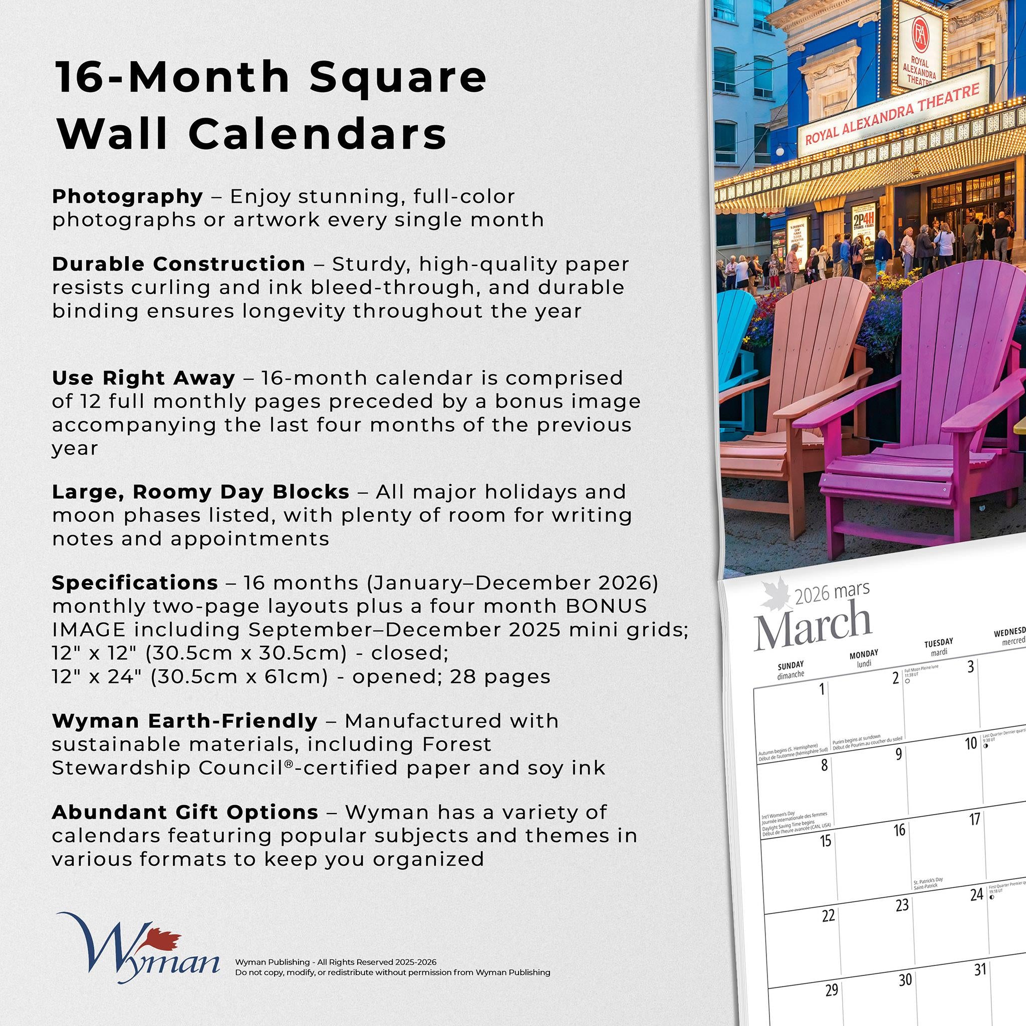 Toronto 2026 Wall Calendar