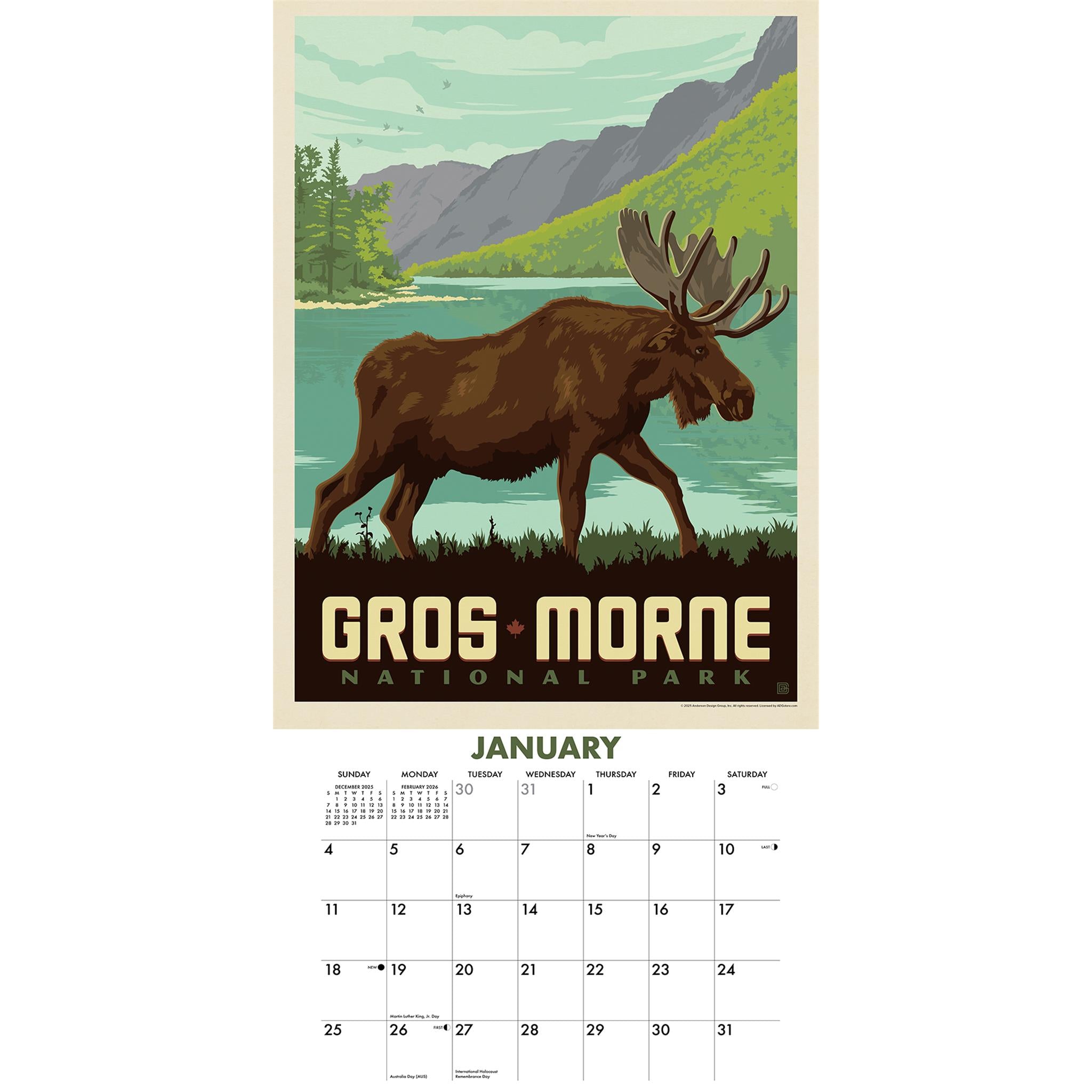 Calendrier mural des affiches de voyage Explore Canada 2026