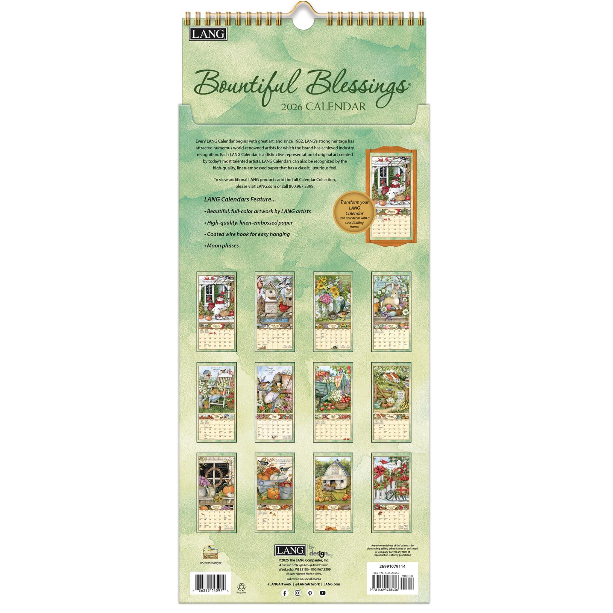 Calendrier mince « Abondance de bénédictions » 2026 - Disponible uniquement en ligne