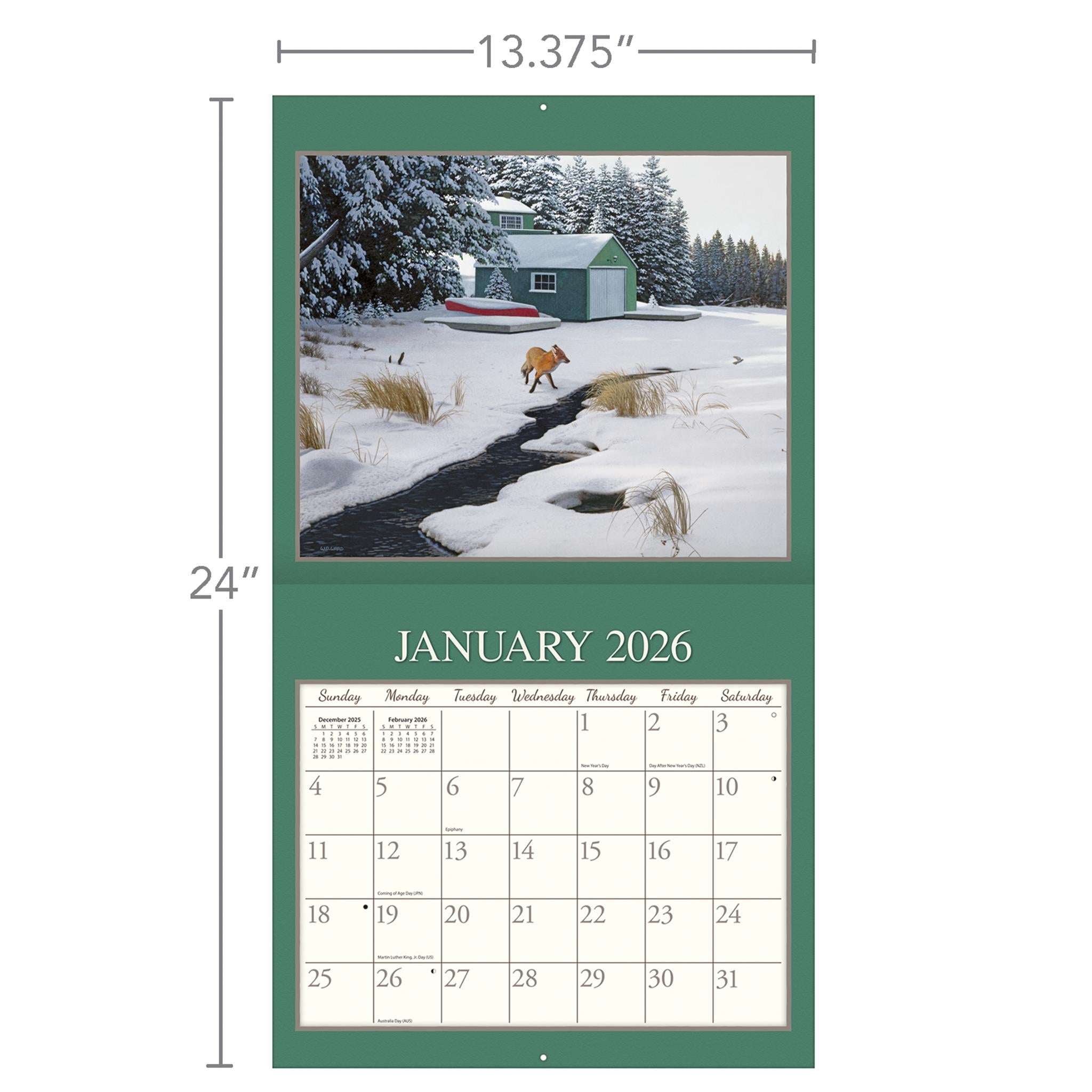 Calendrier mural de luxe Cottage Country 2026