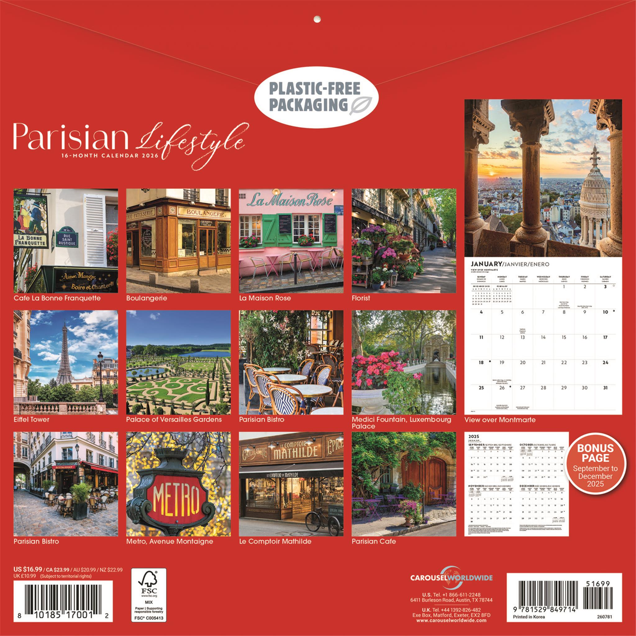 Calendrier mural Parisian Lifestyle 2026