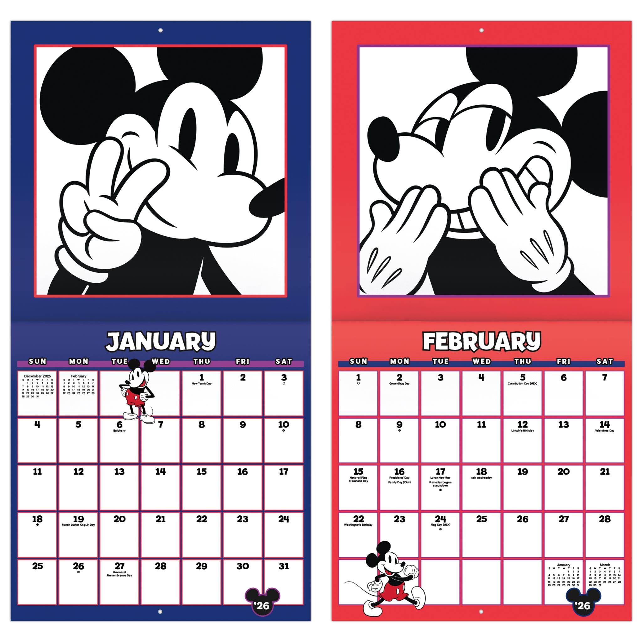 Calendrier mural Mickey Mouse 2026