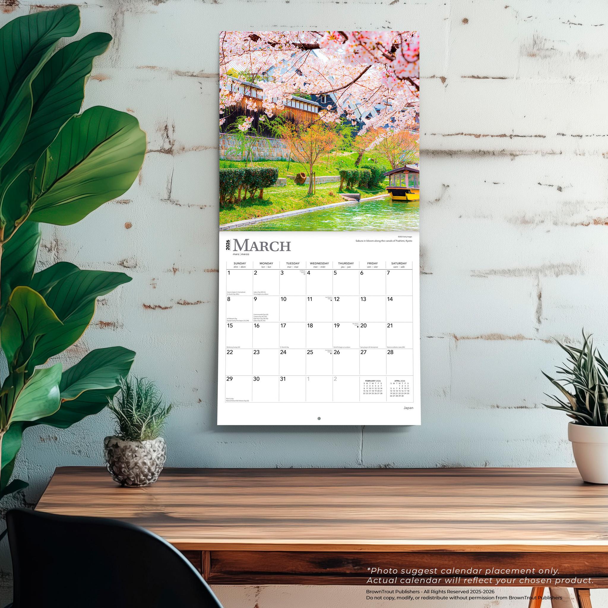 Calendrier mural Japon 2026 - Disponible uniquement en ligne