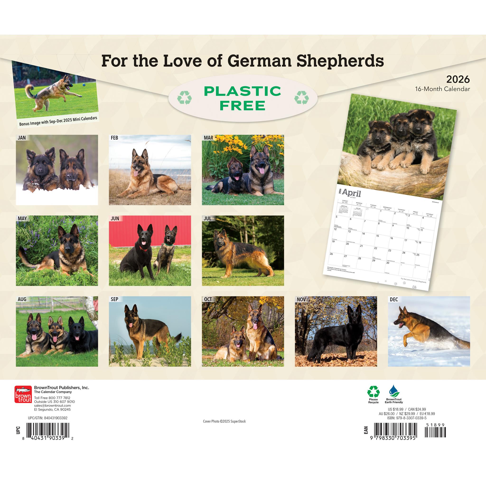 For The Love Of German Shepherds 2026 Wall Calendar