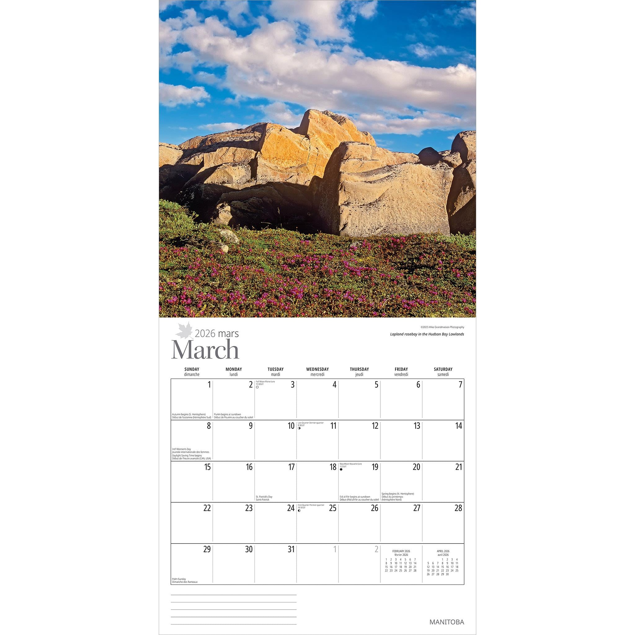 Manitoba 2026 Wall Calendar