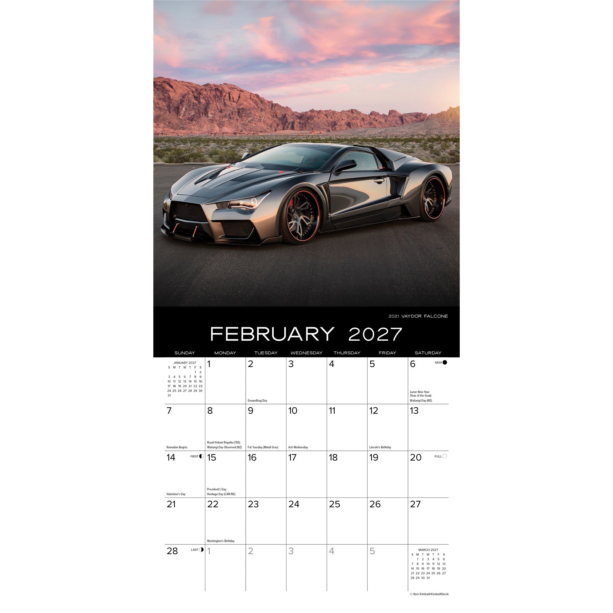 Dream Cars 2027 Mini Calendar