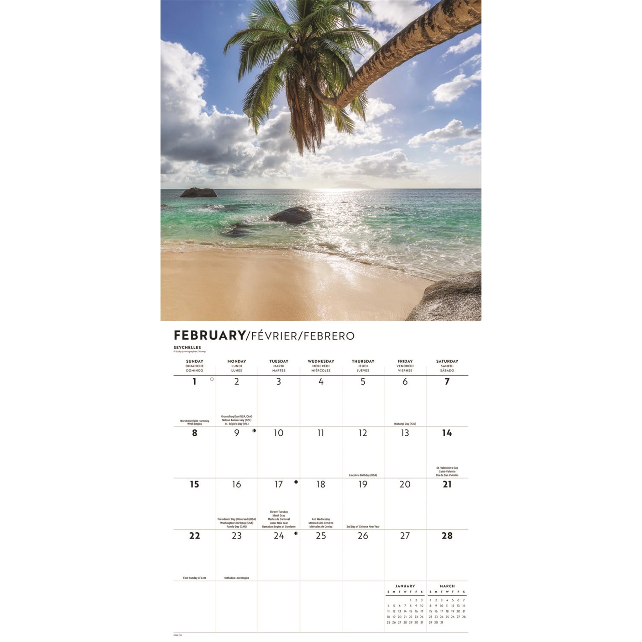 Calendrier mural Île paradisiaque 2026