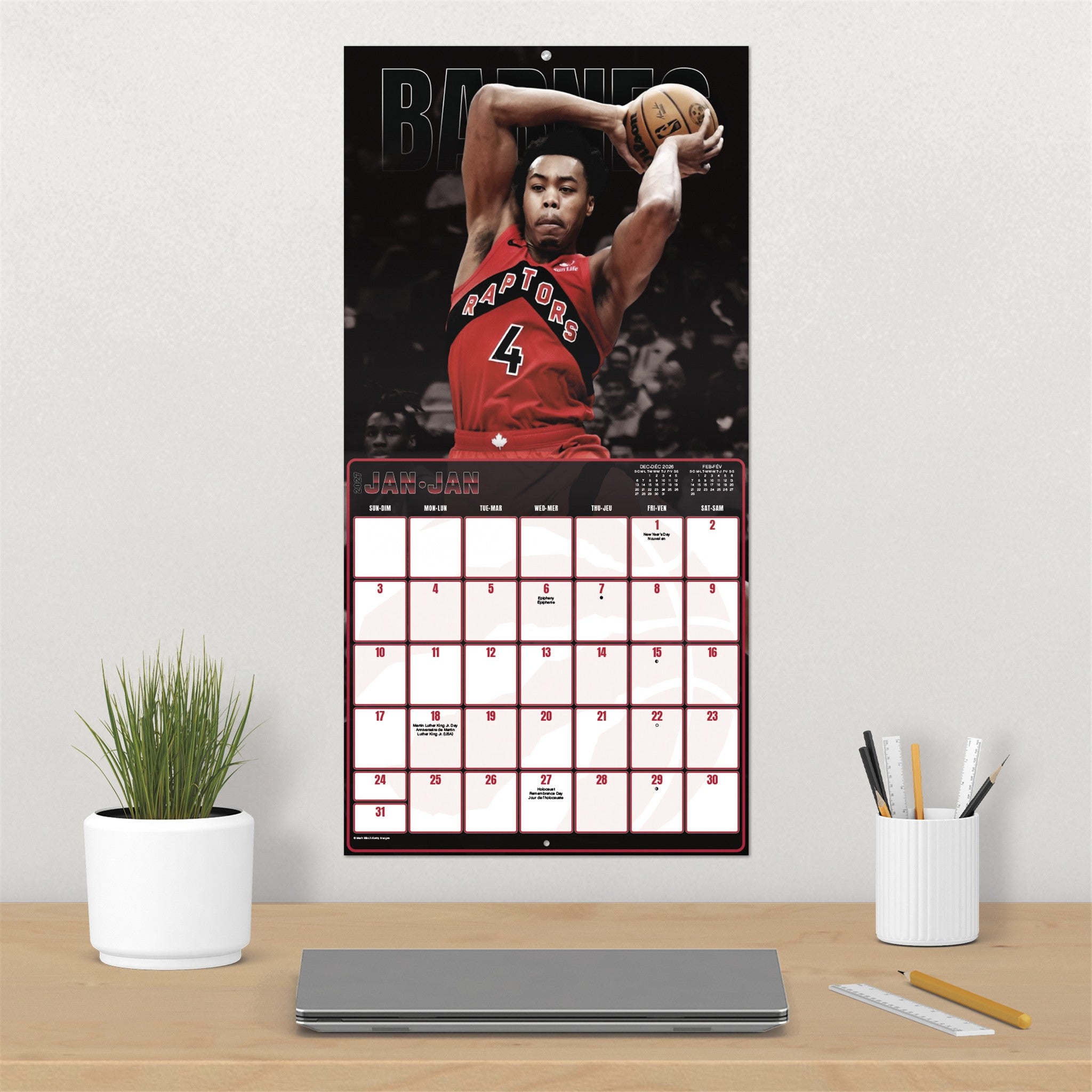 Calendrier mural NBA Toronto Raptors 2027