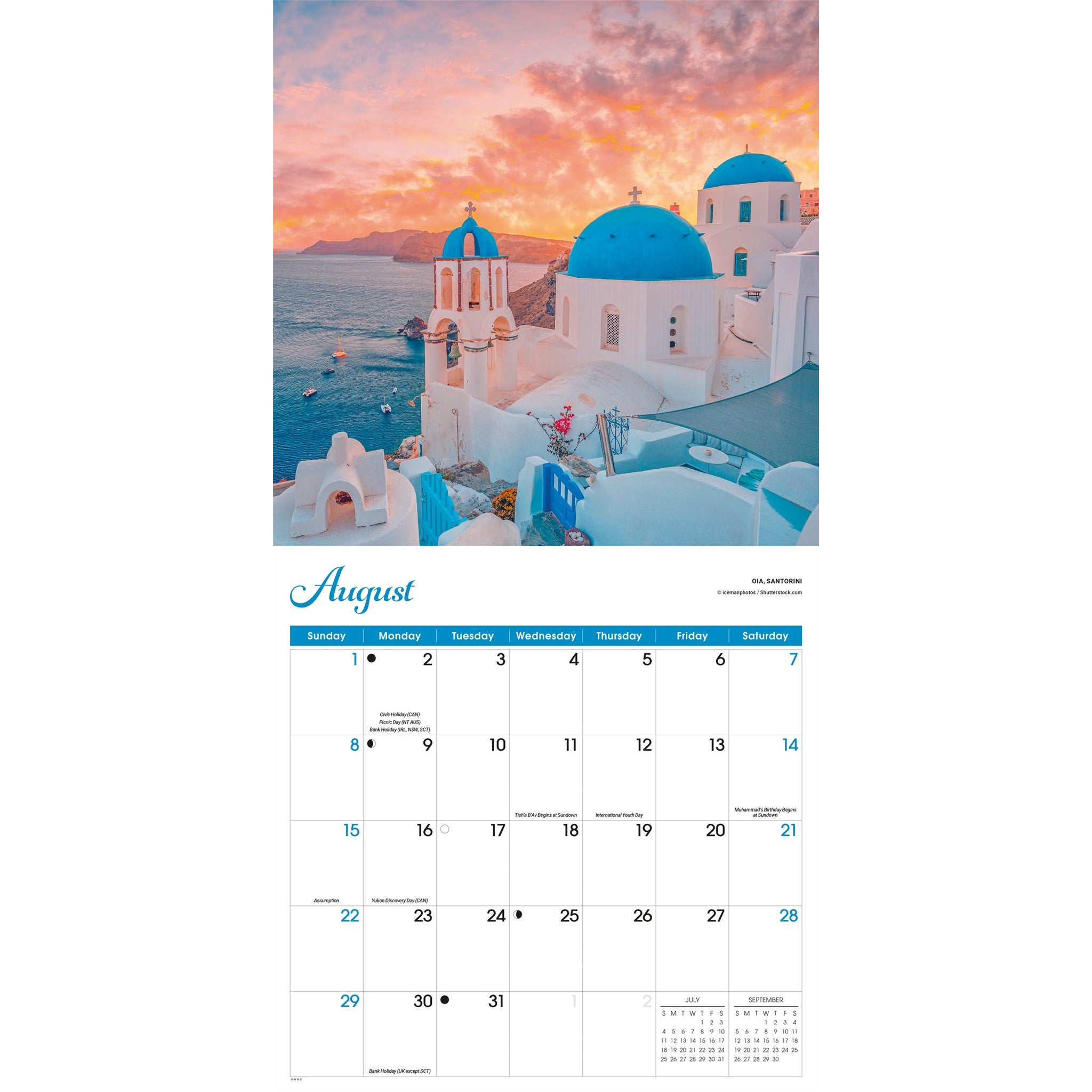 Calendrier mural Lever et coucher du soleil 2027