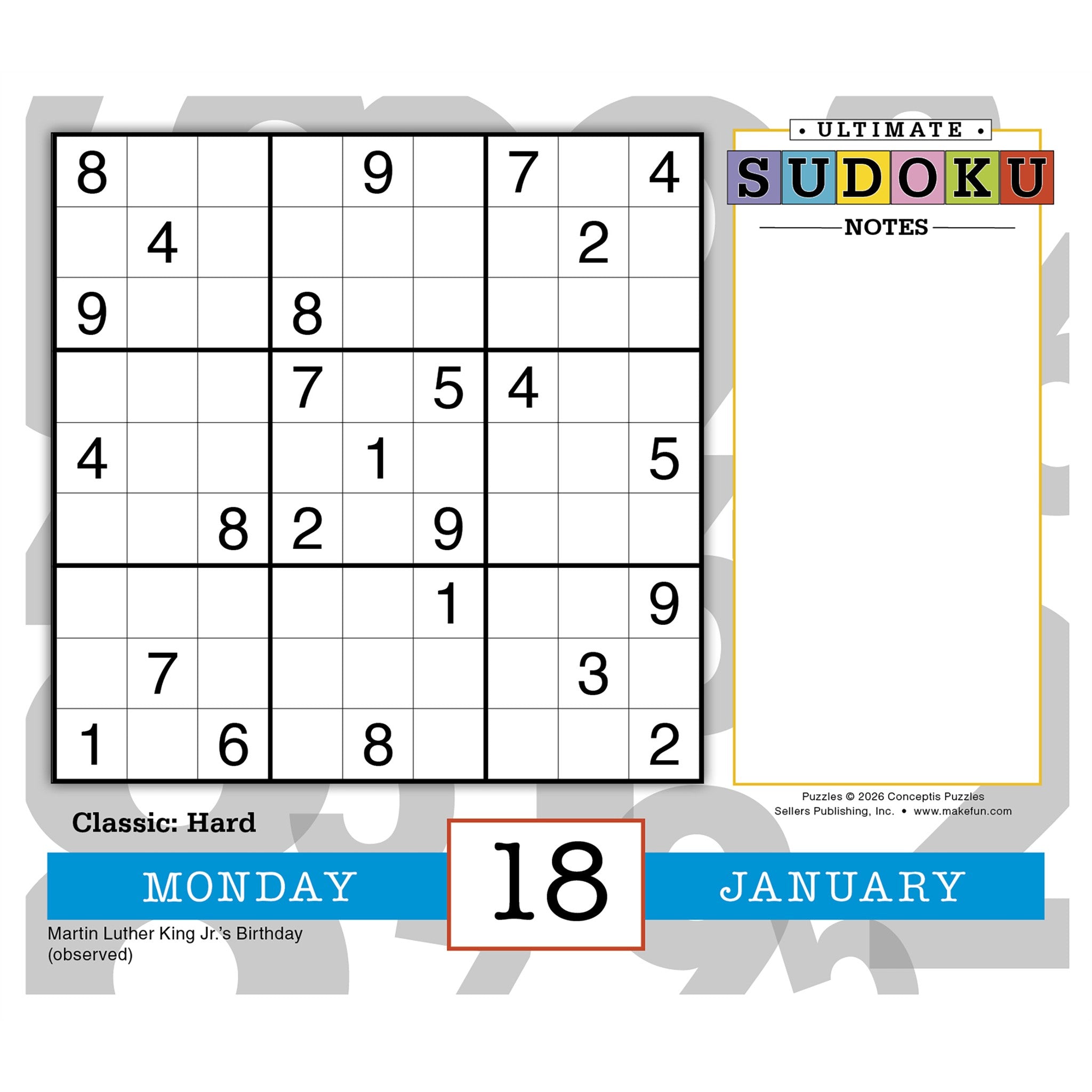 Ultimate Sudoku 2027 Box Calendar