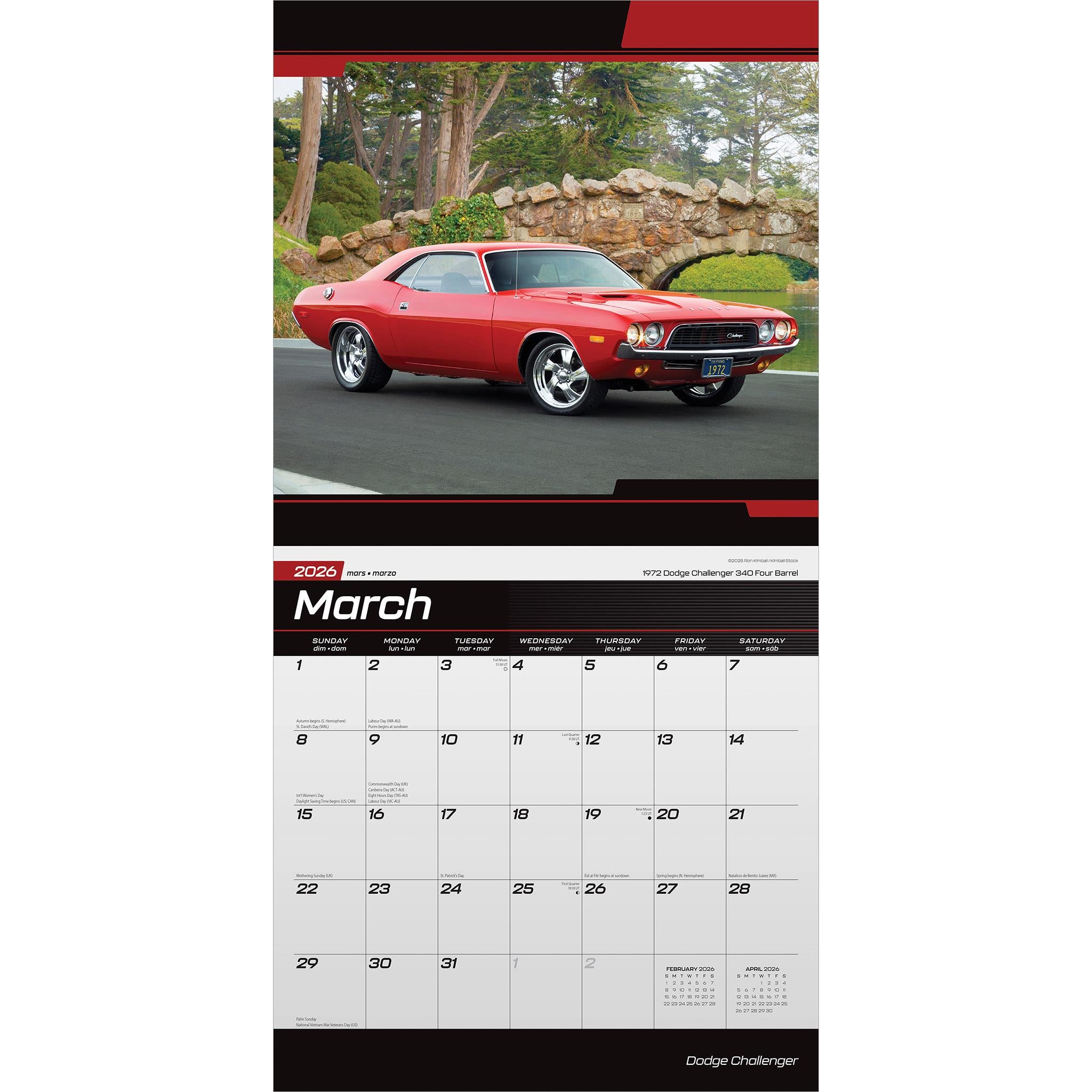 Dodge Challenger 2026 Wall Calendar