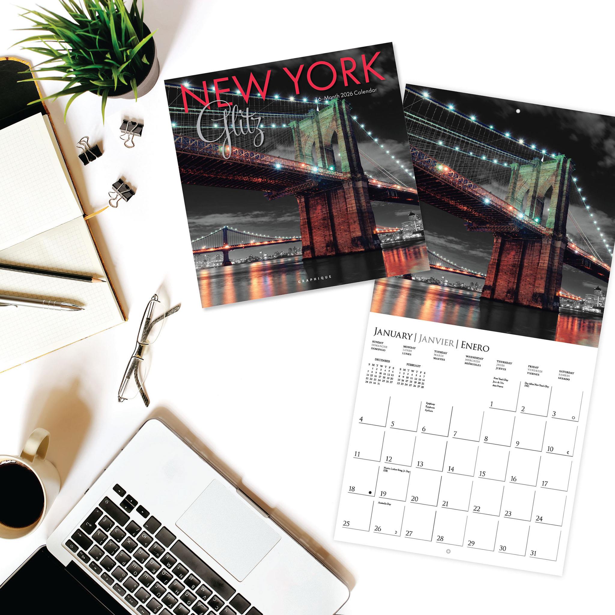 New York Glitz 2026 Wall Calendar