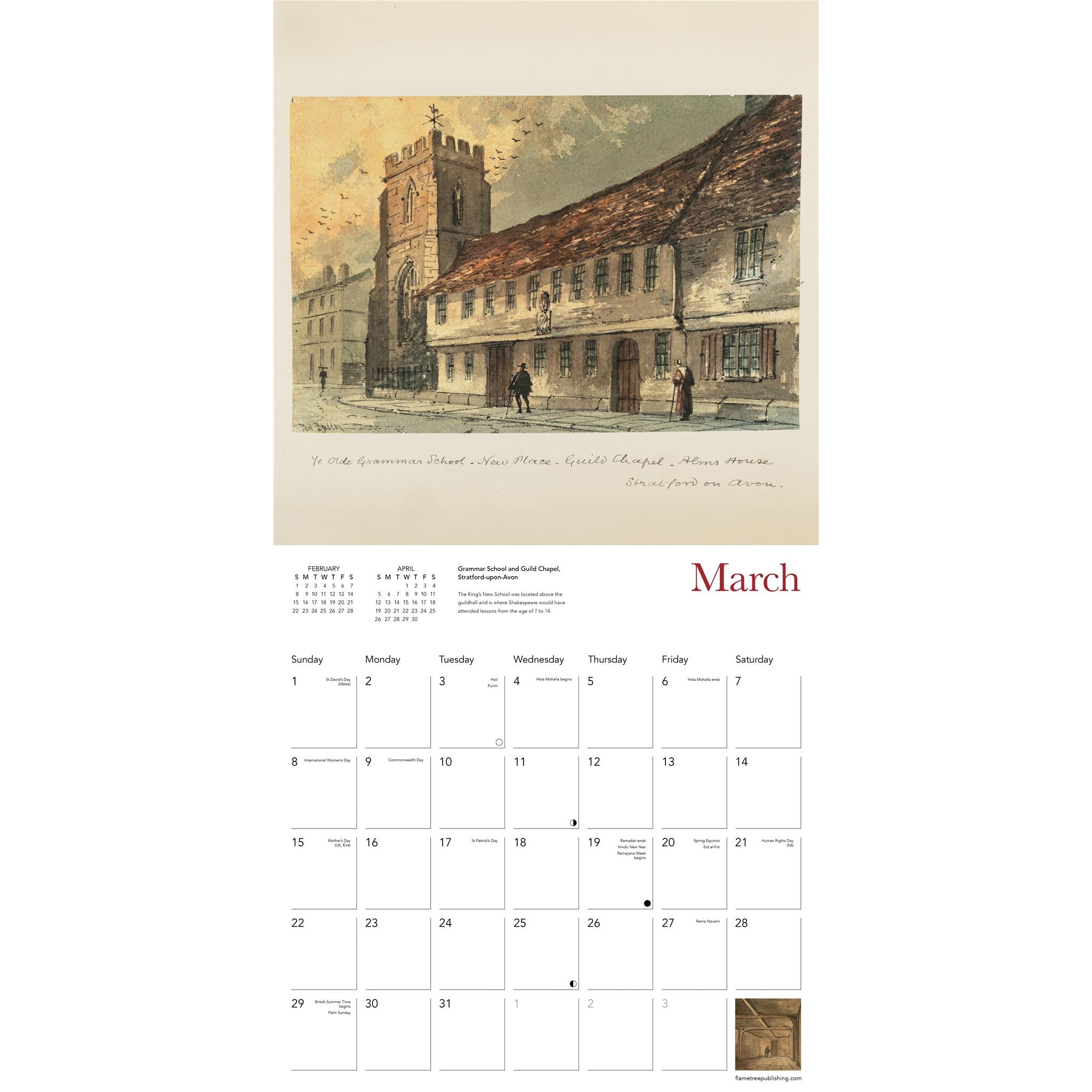 Shakespeare Birthplace Trust : Calendrier mural 2026 des maisons et lieux hantés de Shakespeare – Disponible uniquement en ligne