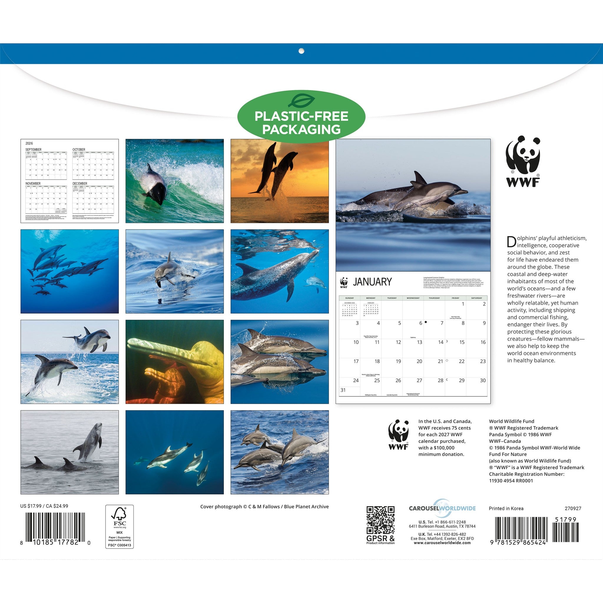 Calendrier mural 2027 Dauphins - WWF