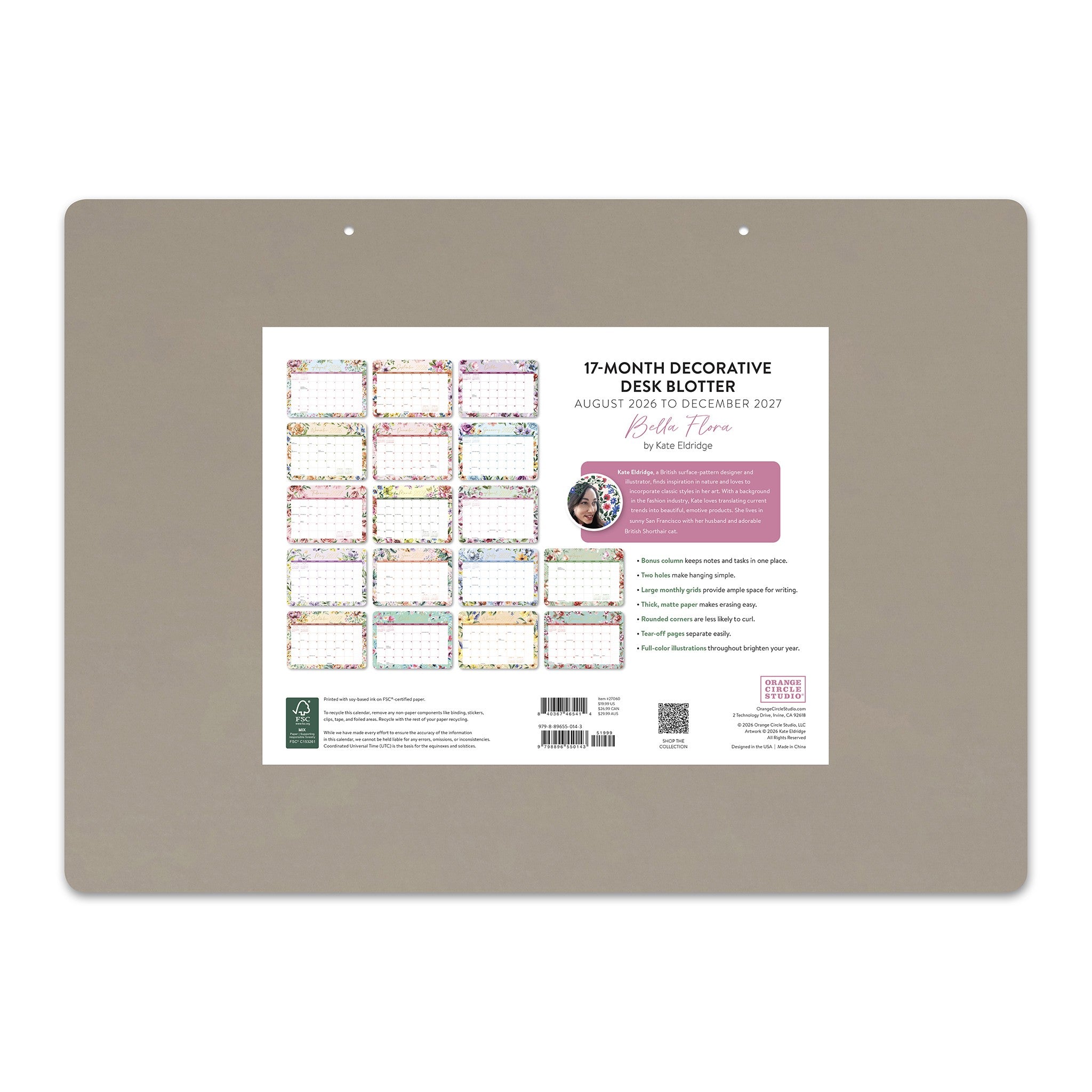 Bella Flora Decorative 2026-2027 Desk Calendar
