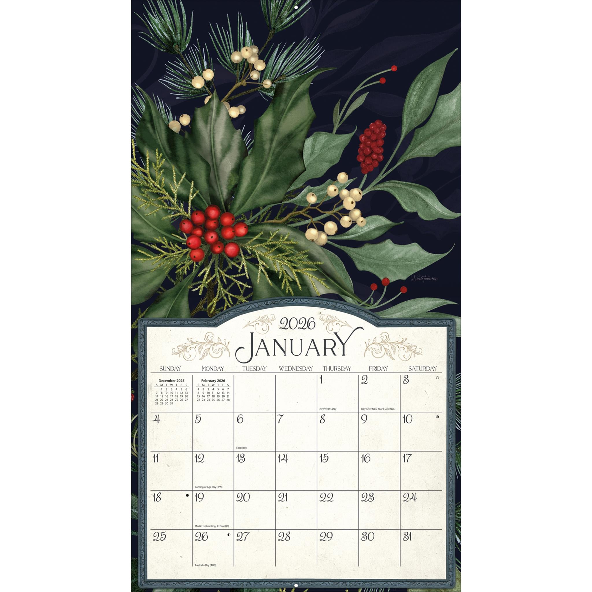 Calendrier mural Midnight Garden 2026 Édition Spéciale avec impression