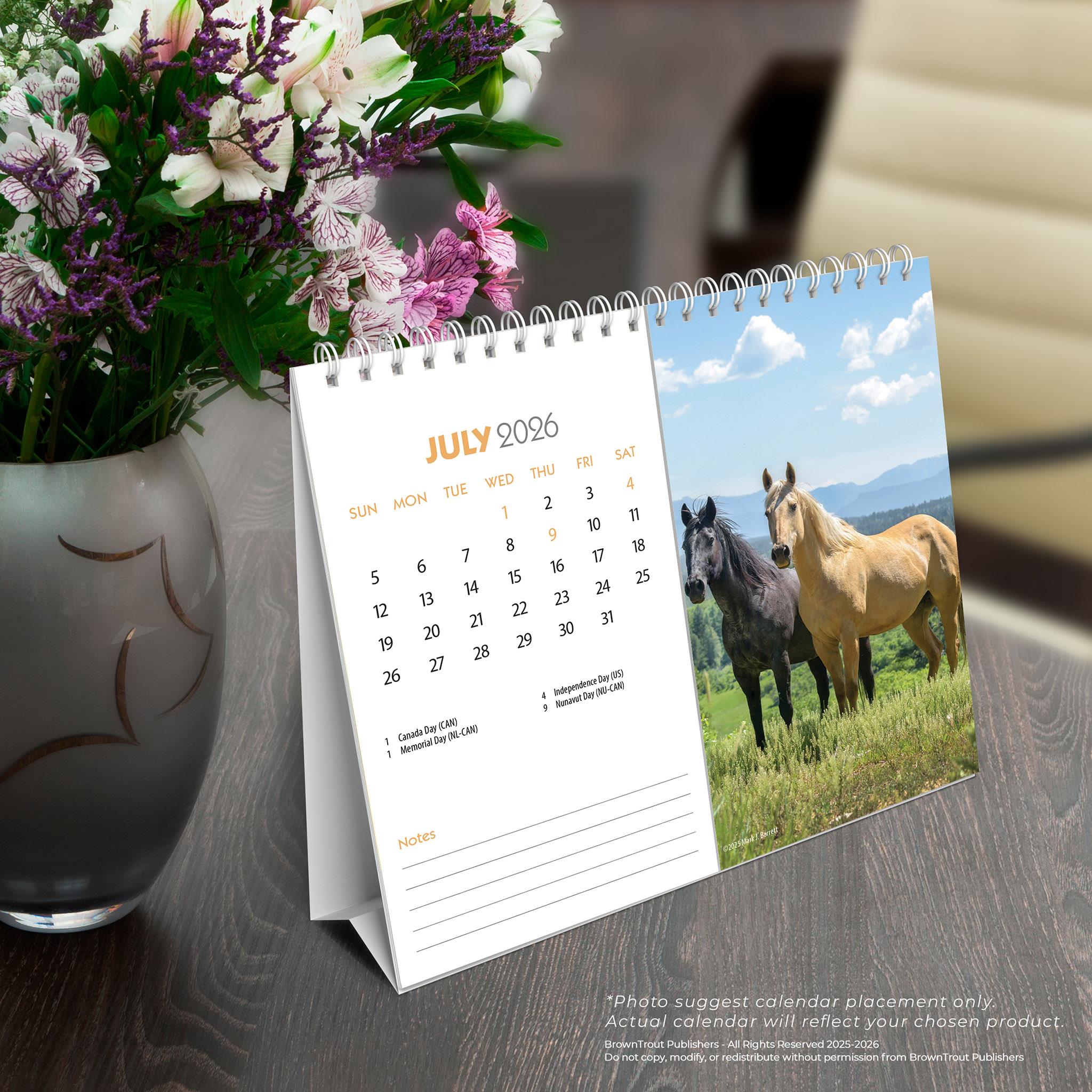 Calendrier chevalet double vue 2026 pour les amoureux des chevaux - Disponible uniquement en ligne