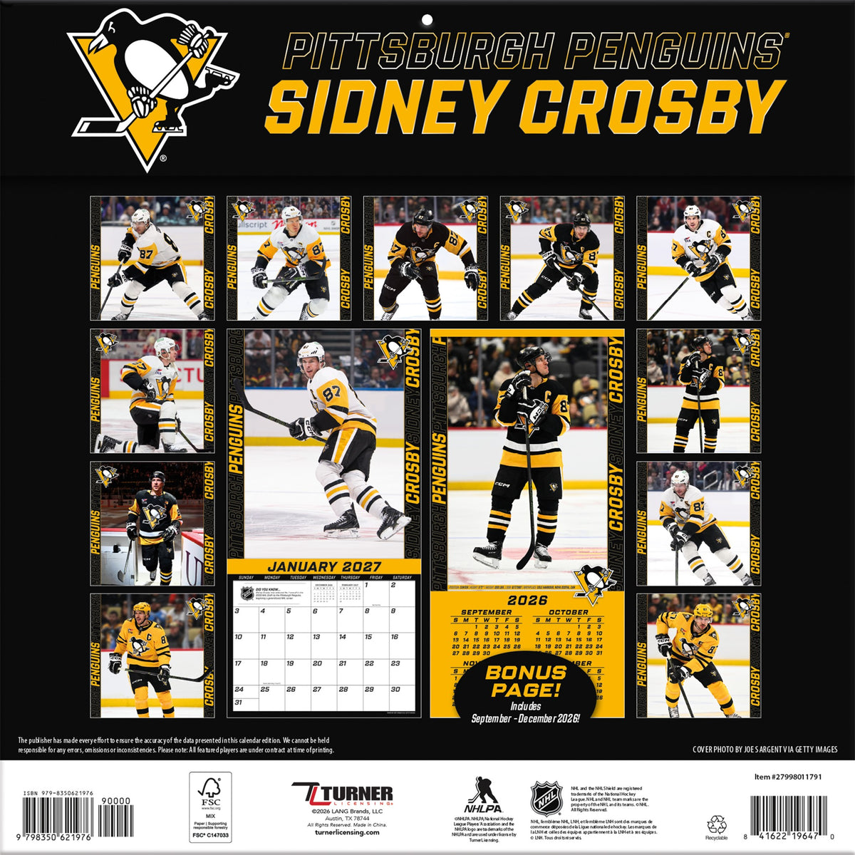 Calendrier mural LNH Sidney Crosby Pittsburgh Penguins 2027