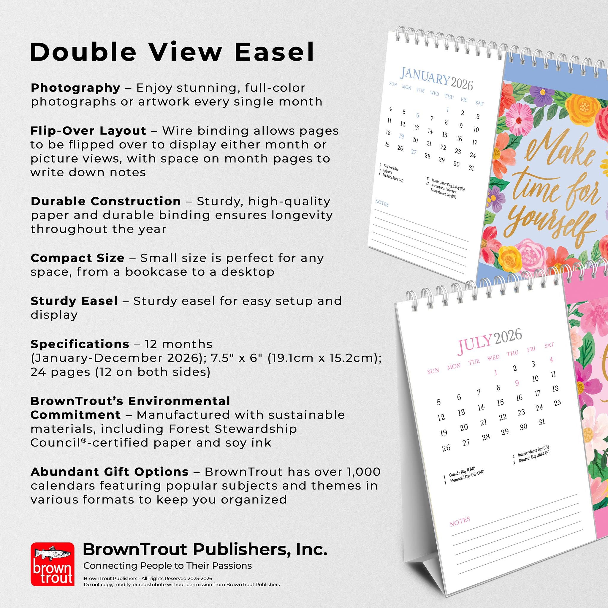 Calendrier chevalet double vue Bonnie Marcus 2026 - Disponible uniquement en ligne