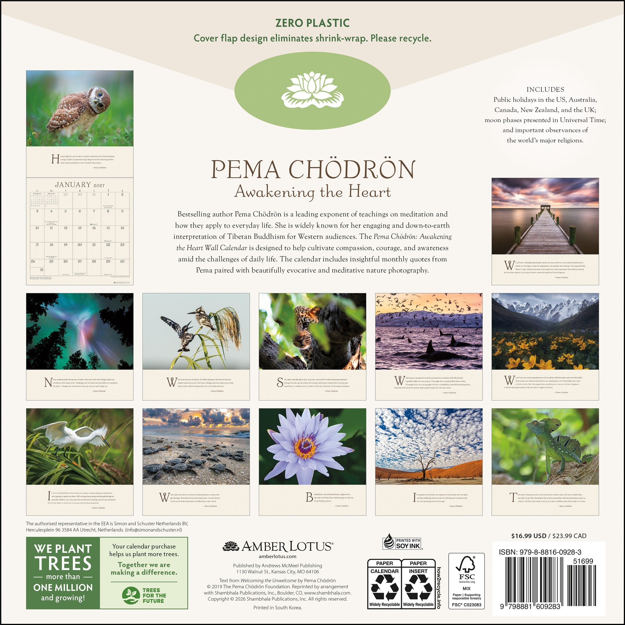 Calendrier mural Pema Chödrön 2027 – Exclusivité en ligne