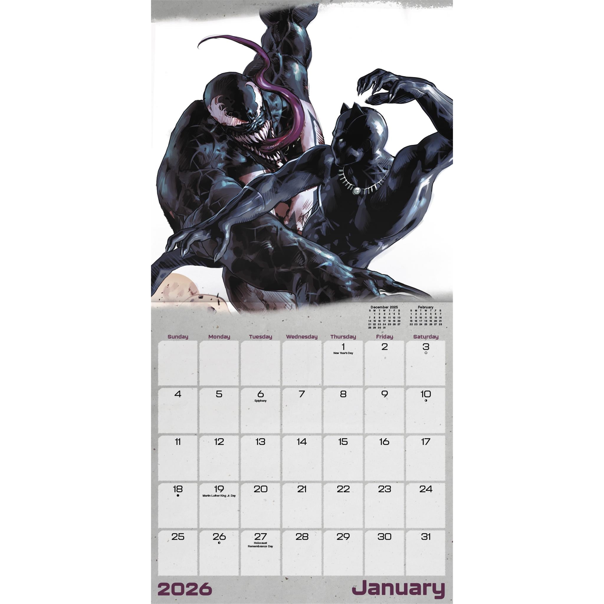 Marvel Heroes Vs Villains 2026 Wall Calendar