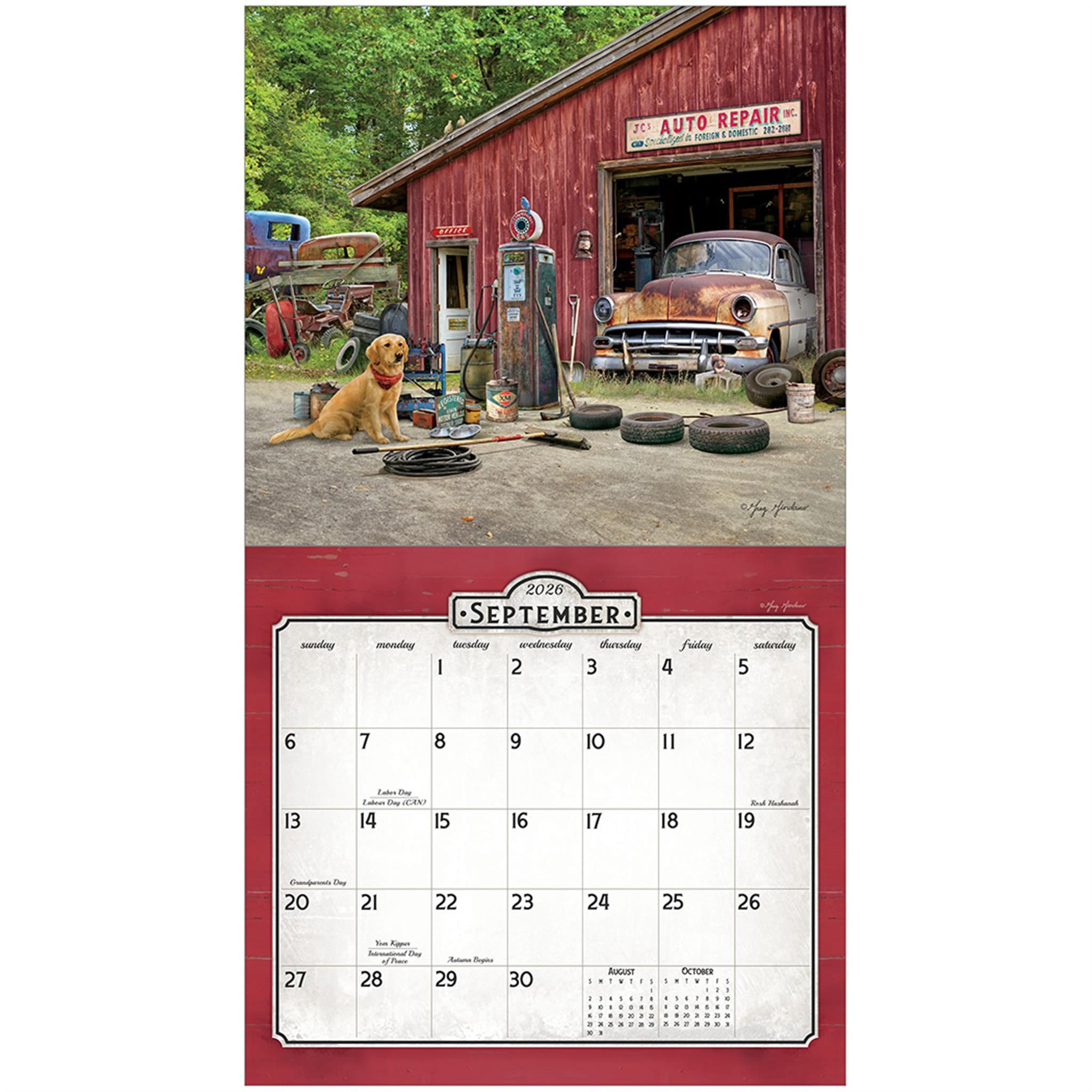 Calendrier mural de luxe Nostalgic Main Street 2026 - Disponible uniquement en ligne