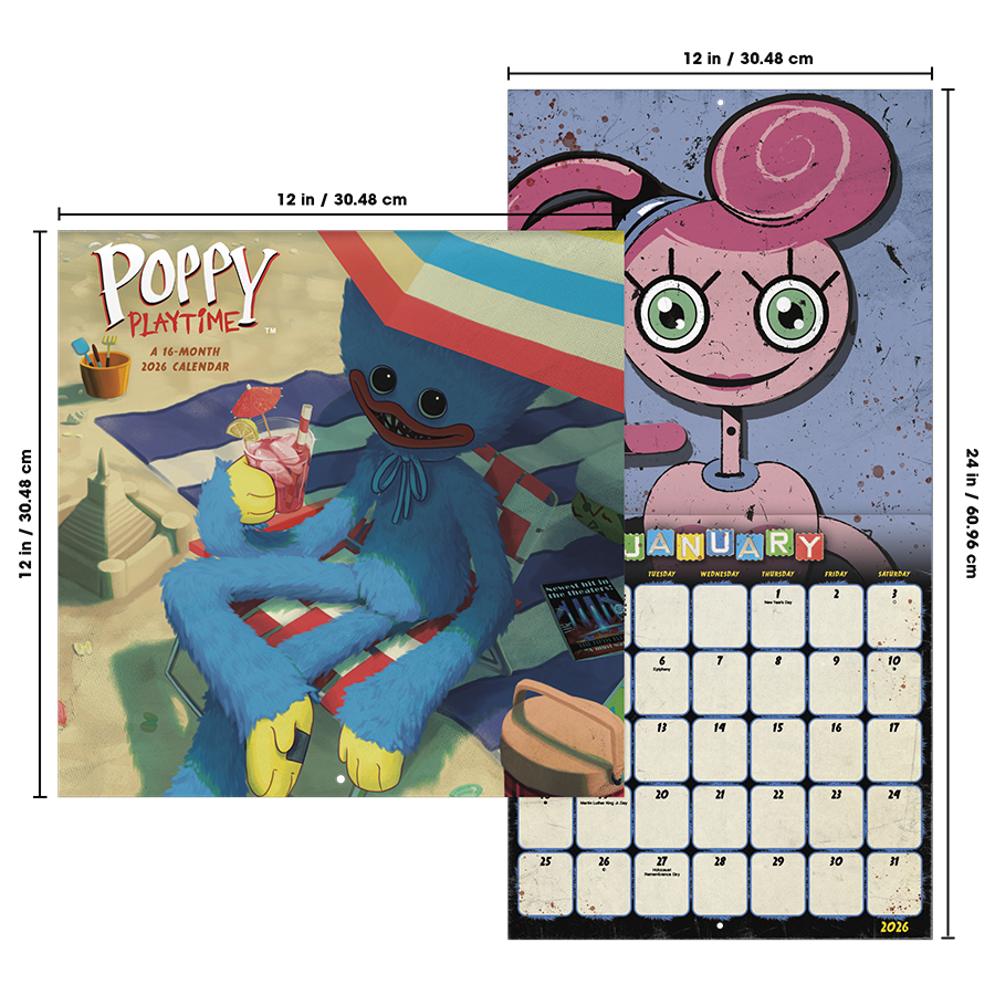 Calendrier mural Poppy Playtime 2026 - Disponible uniquement en ligne