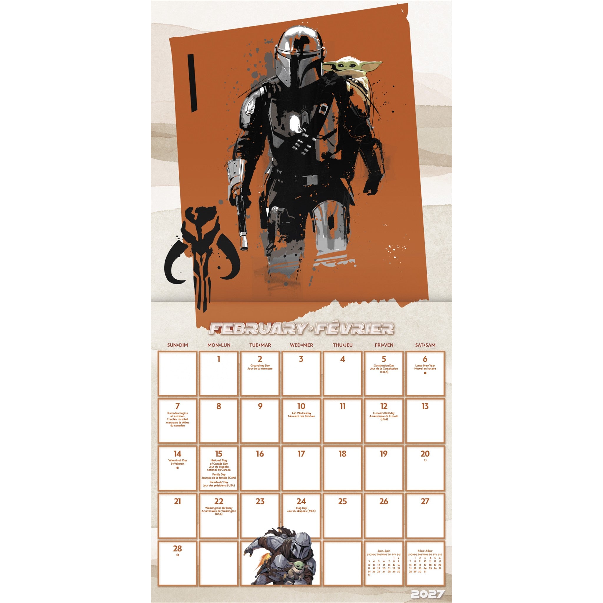 Star Wars The Mandalorian and Grogu 2027 Wall Calendar