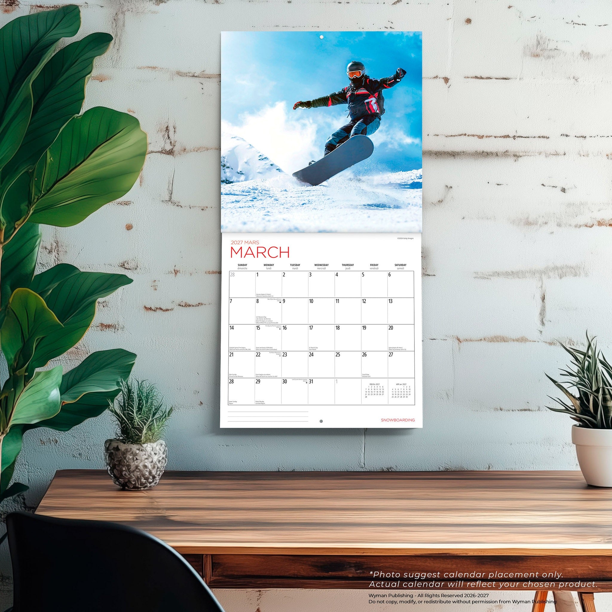 Snowboarding 2027 Wall Calendar