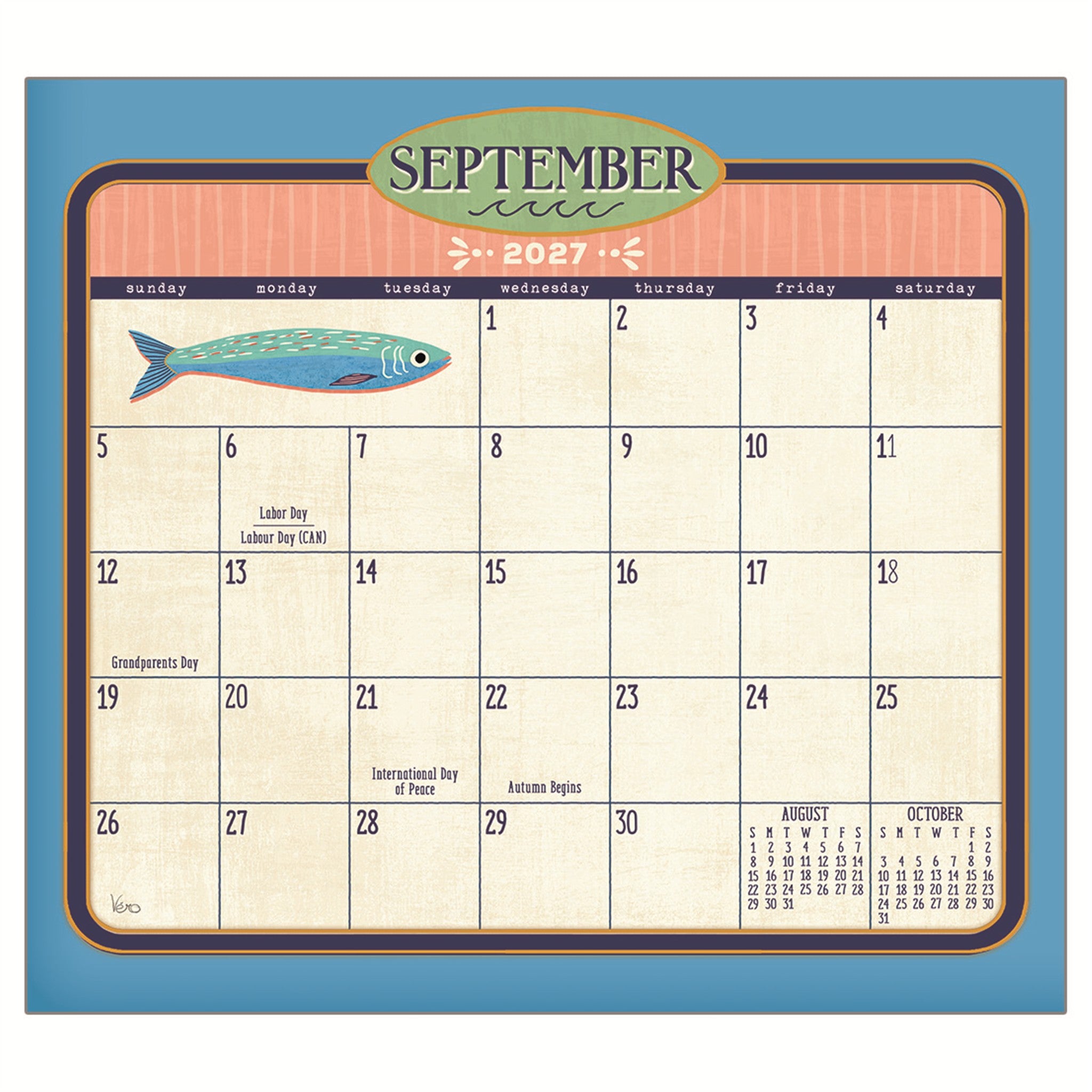 Sardines 2027 Mini Magnetic Calendar
