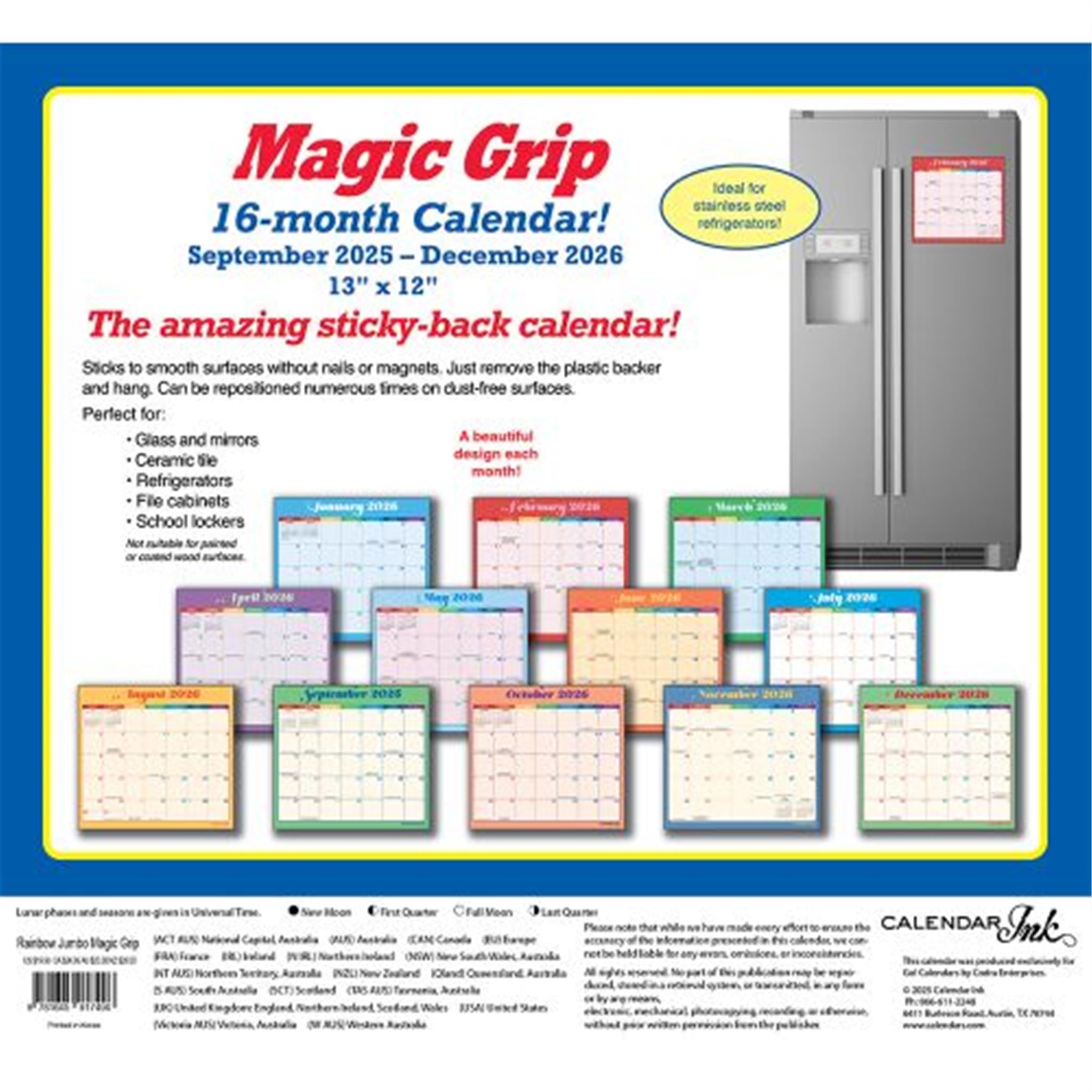 Calendrier mural exclusif Rainbow Jumbo Magic Grip 2025-2026