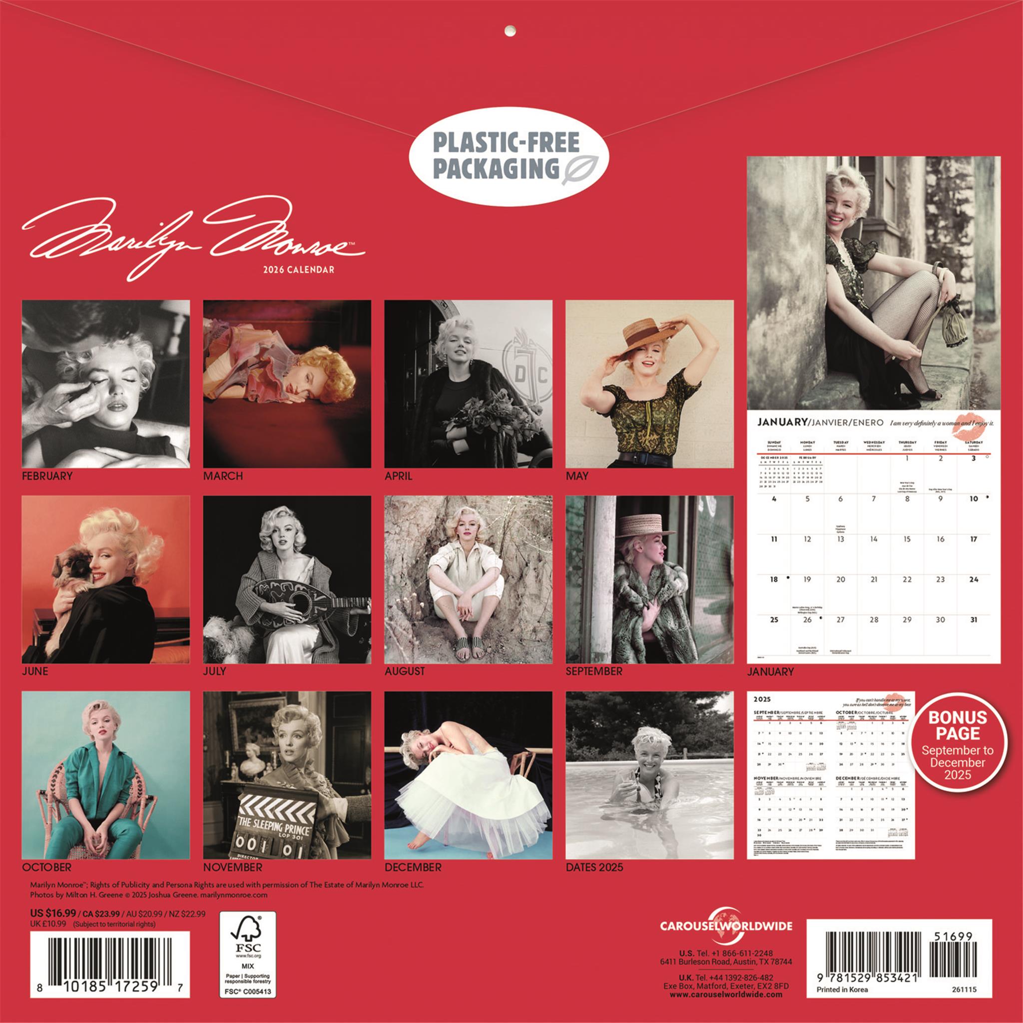 Marilyn Monroe 2026 Wall Calendar