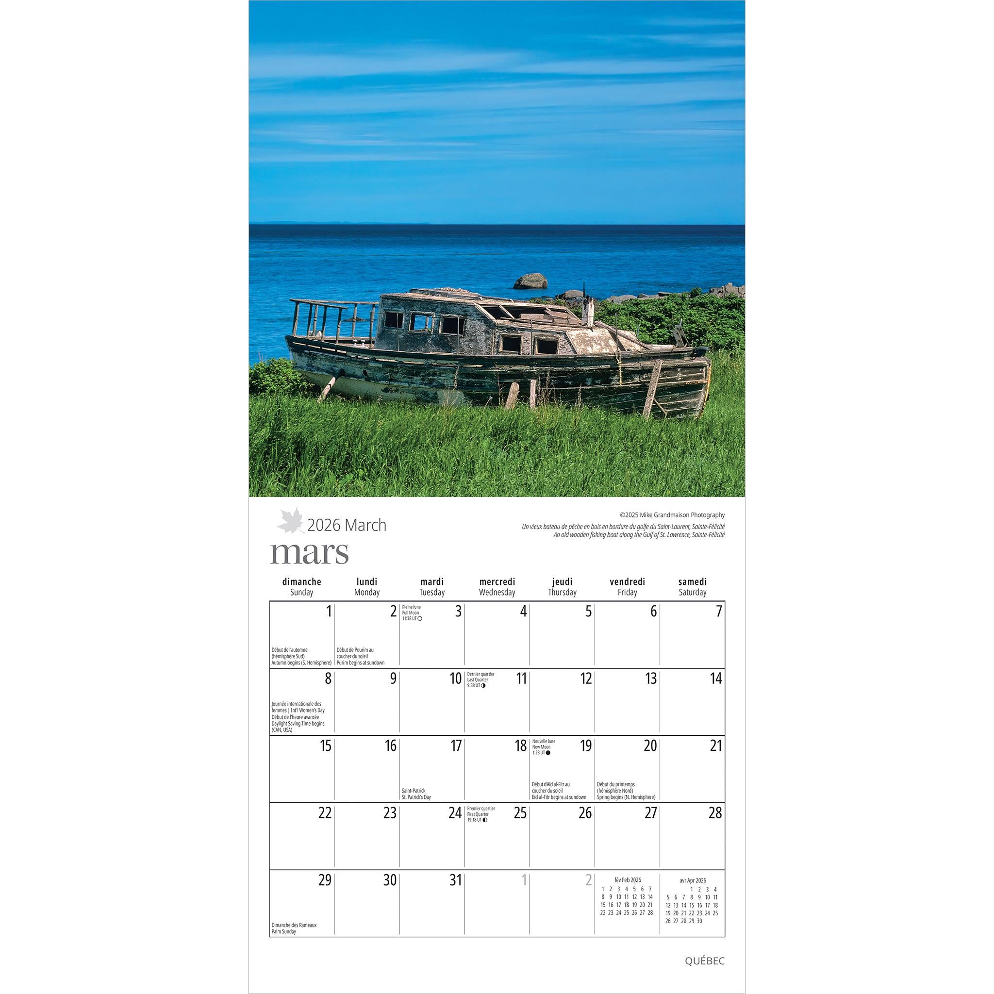 Quebec Bilingual 2026 Mini Calendar