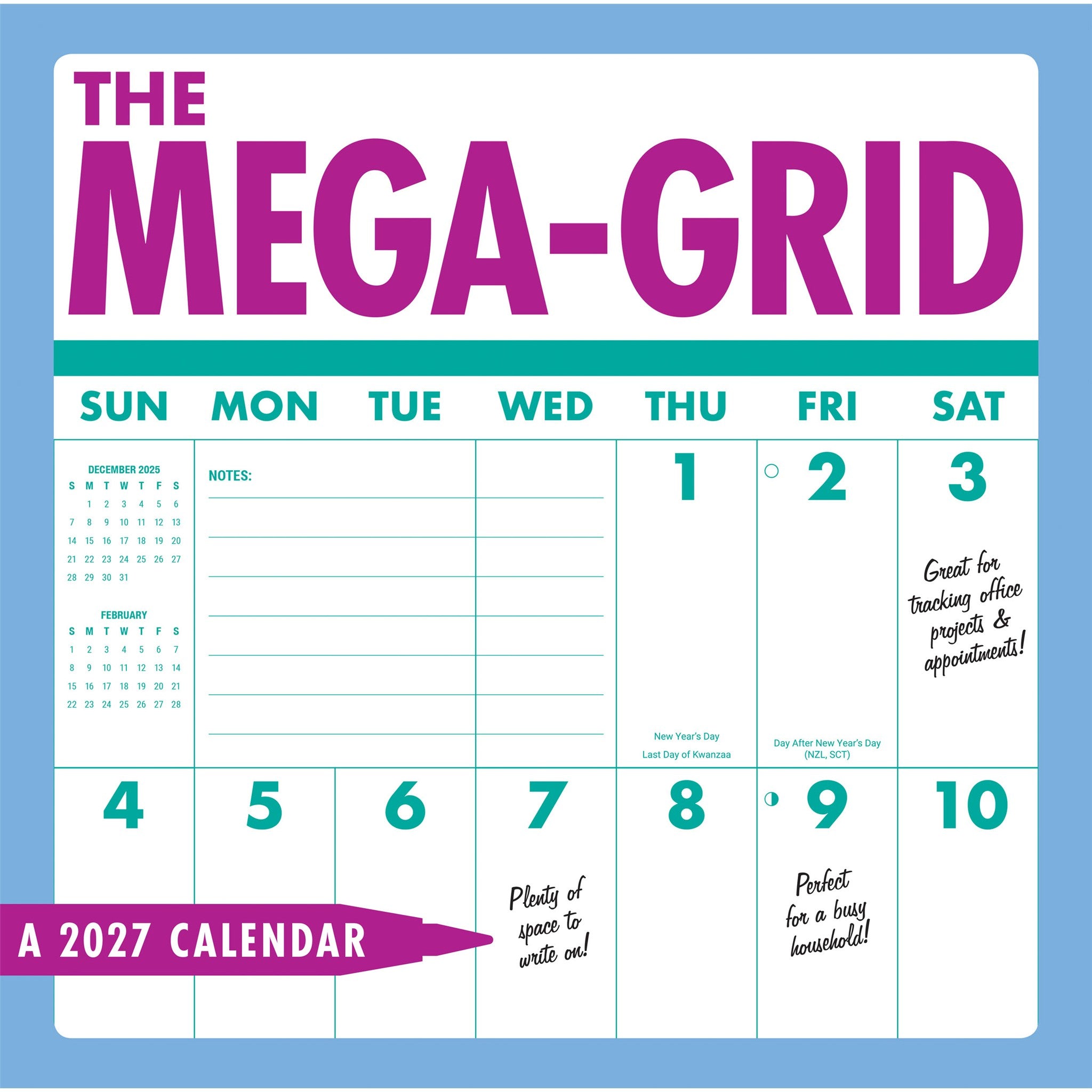 Calendrier Mural Mega Grid 2027