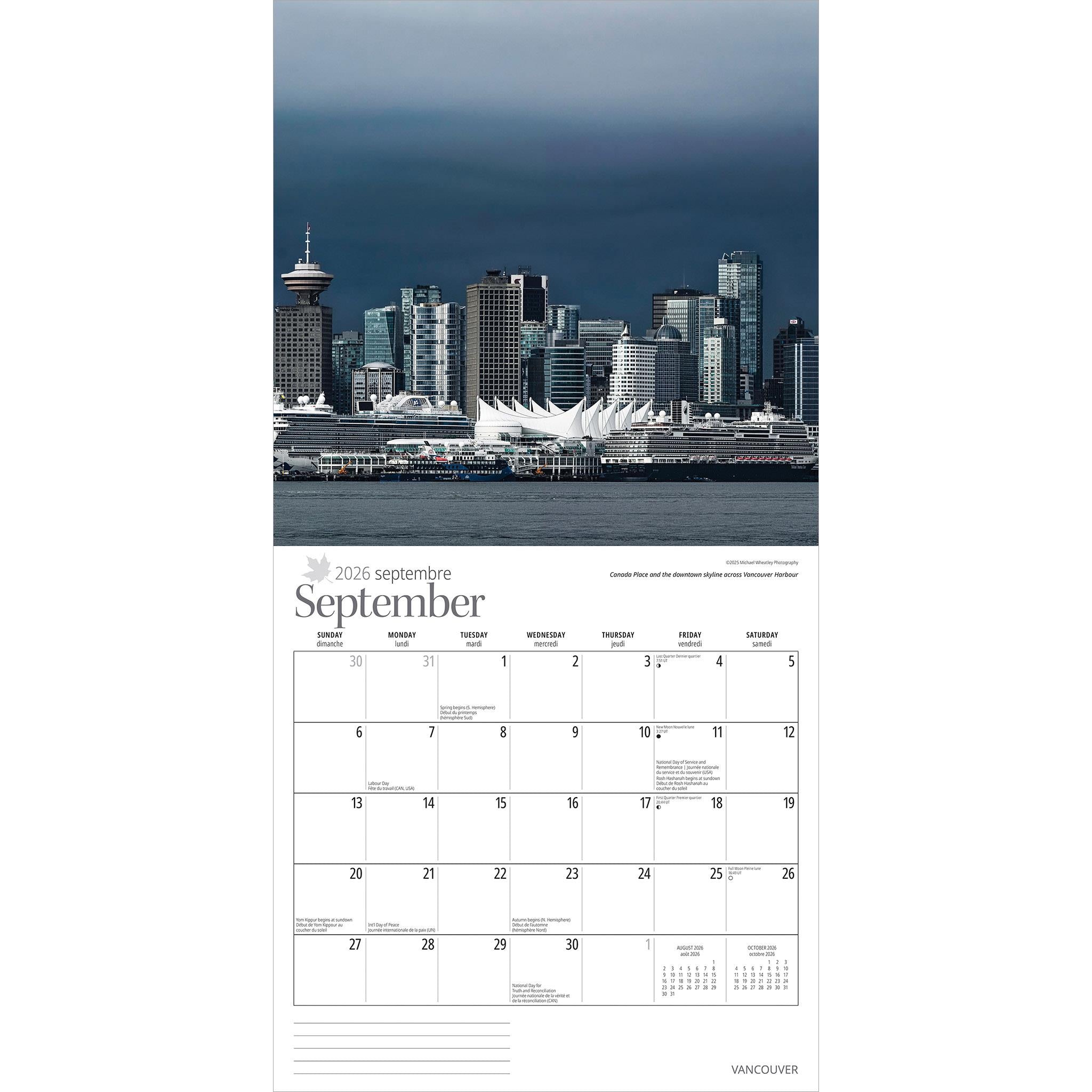 Vancouver 2026 Wall Calendar