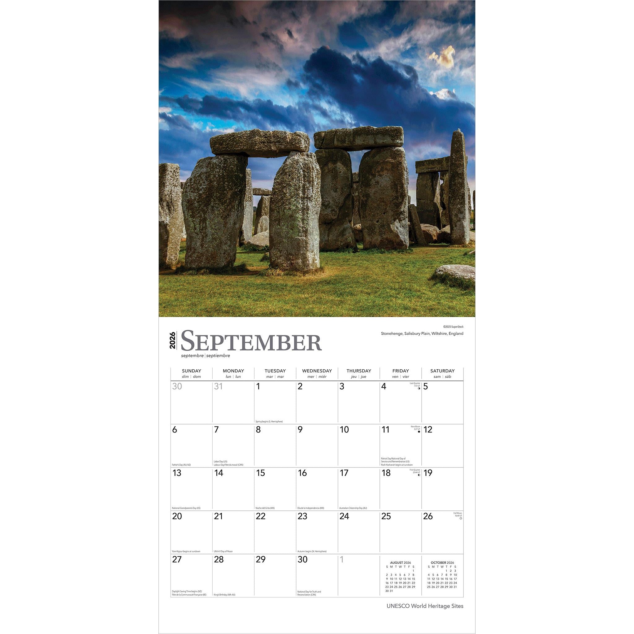 UNESCO World Heritage Sites 2026 Wall Calendar