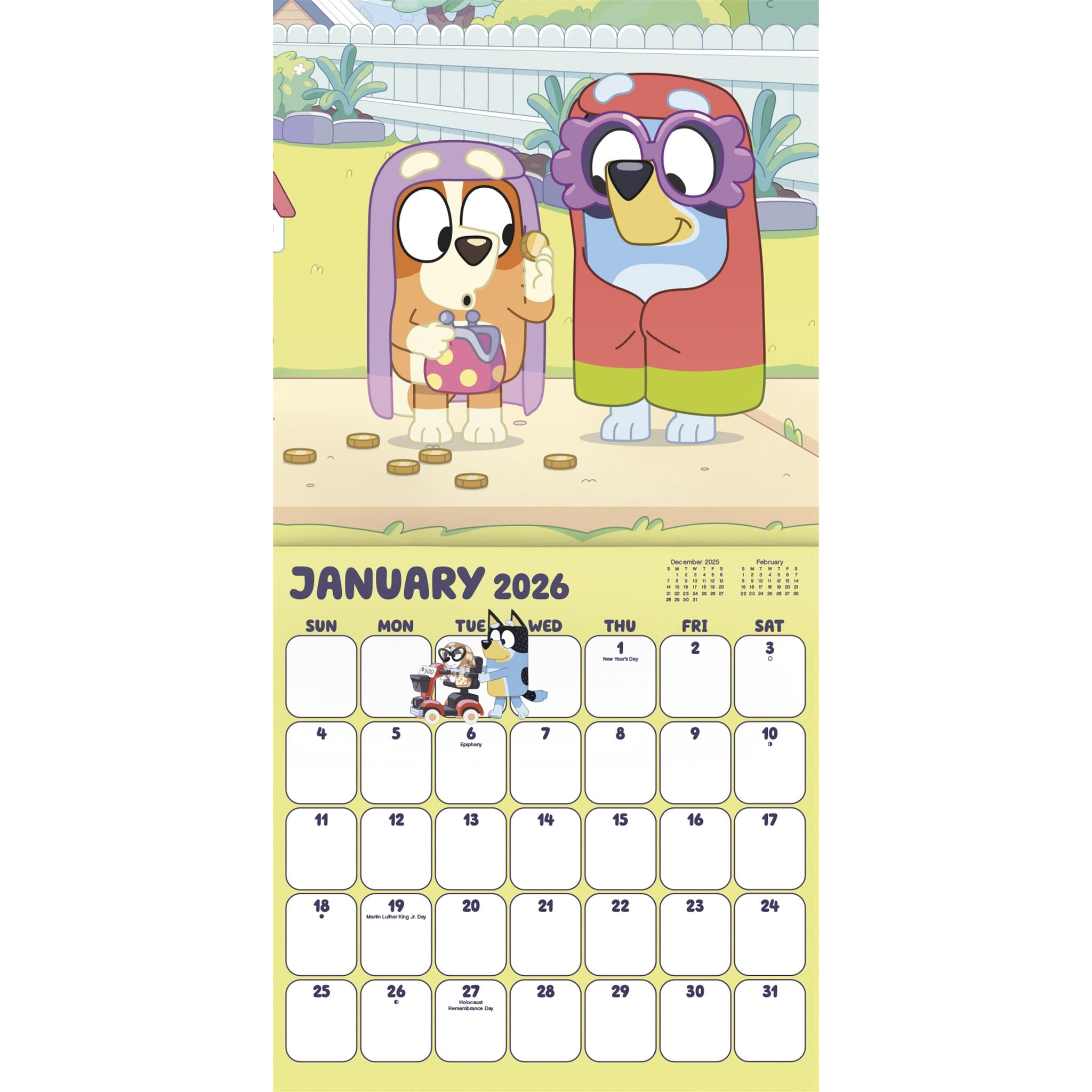 Calendrier mural de luxe Bluey Exclusive avec autocollant 2026