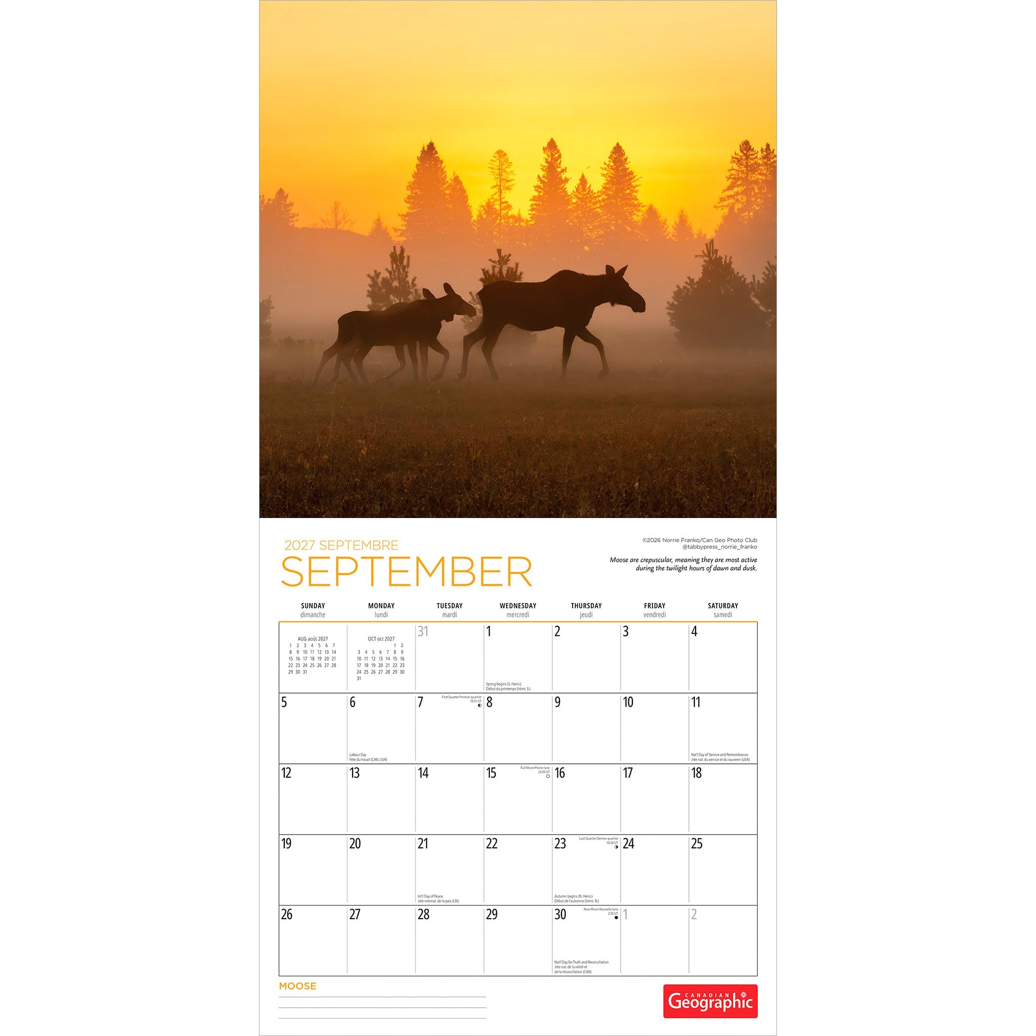 Canadian Geographic Moose 2027 Wall Calendar