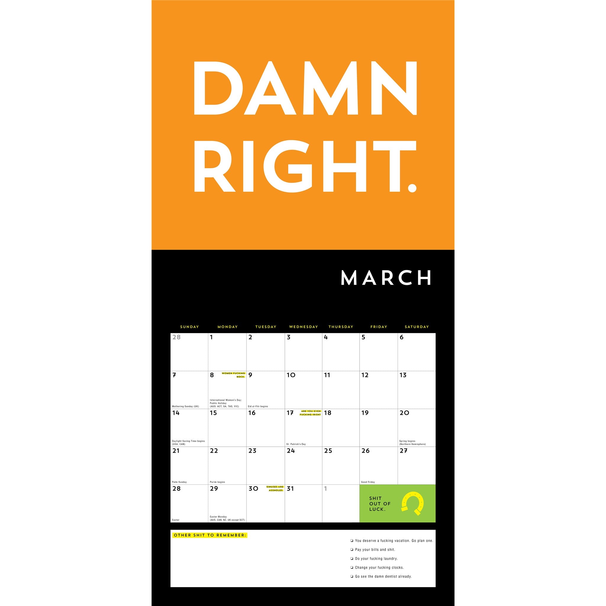 A Fucking Calendar 2027 Wall Calendar