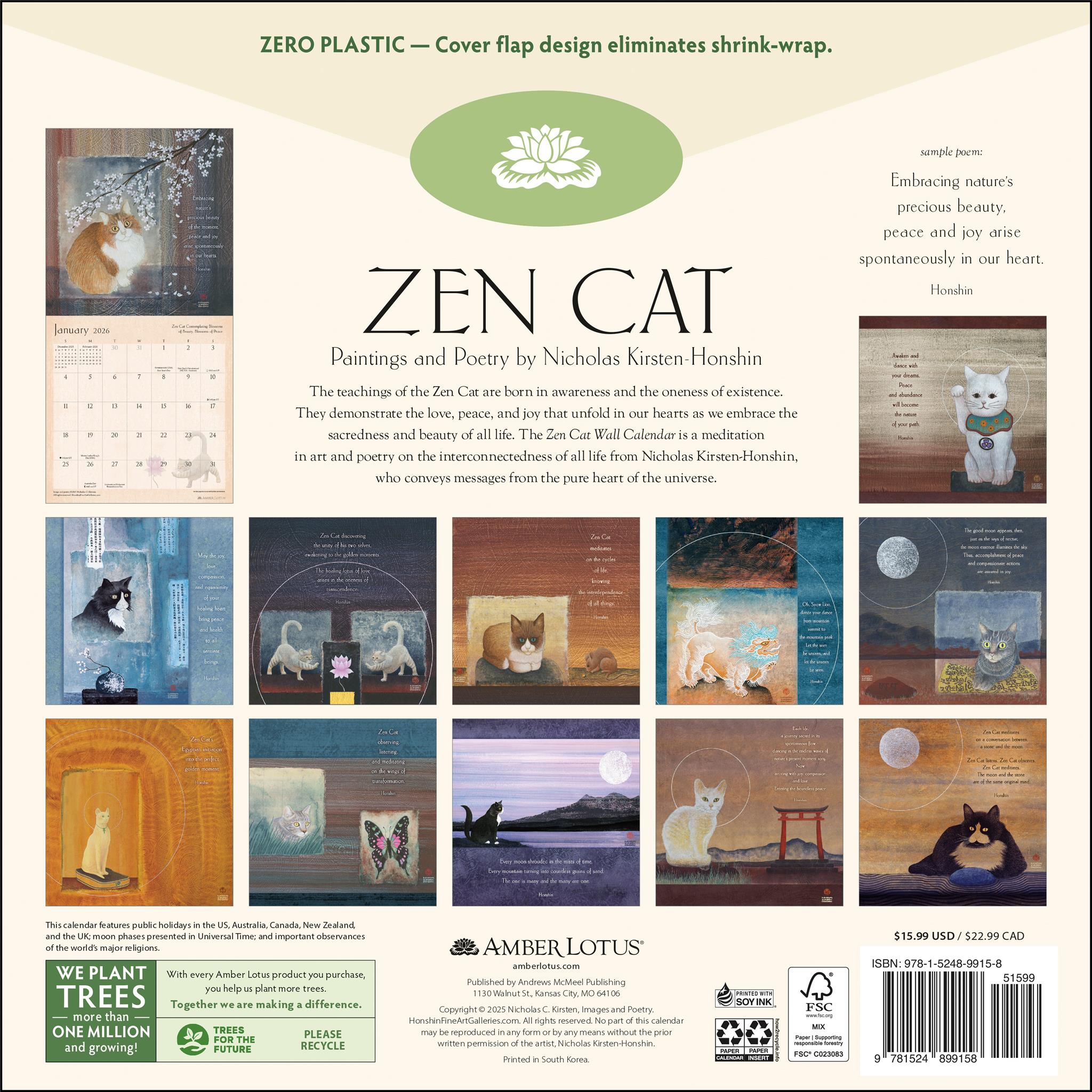 Calendrier mural Zen Cat 2026 - Disponible uniquement en ligne