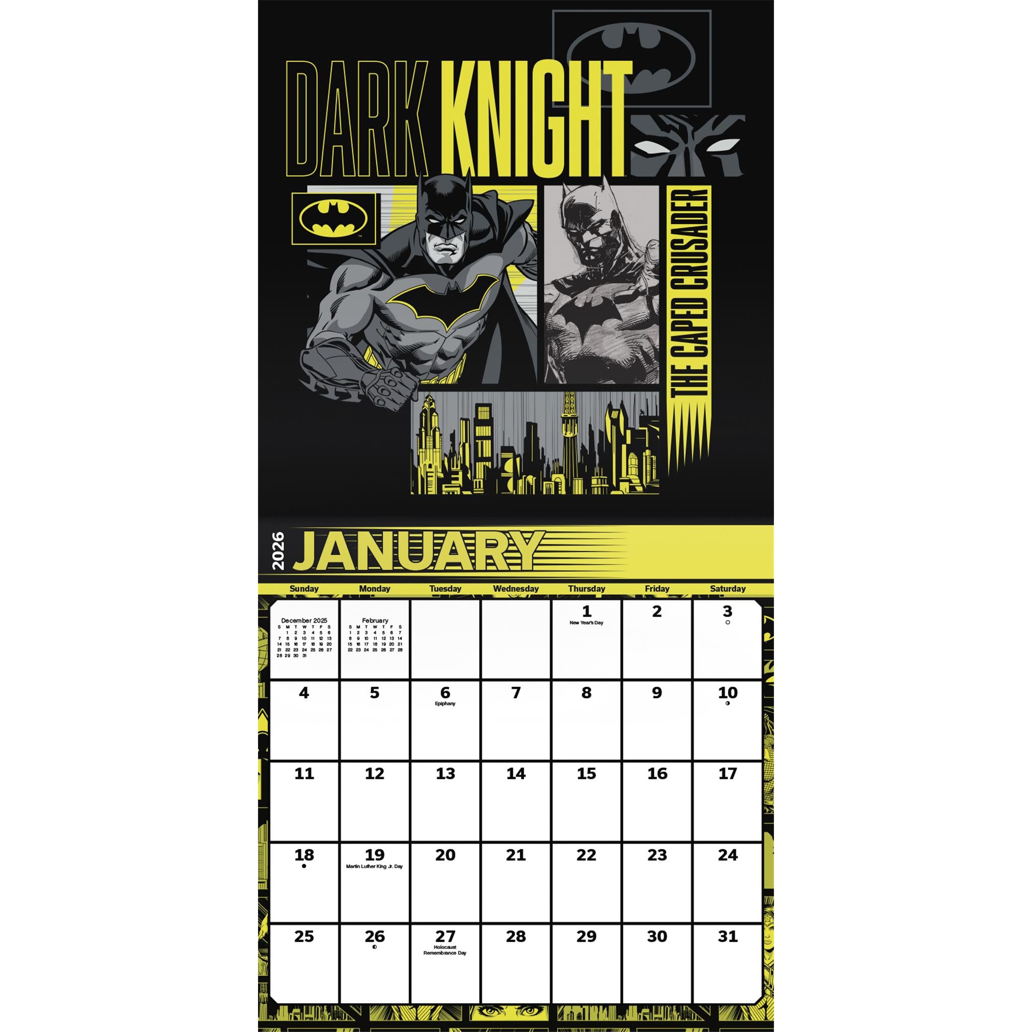 Calendrier mural classique de la Ligue des Justiciers 2026